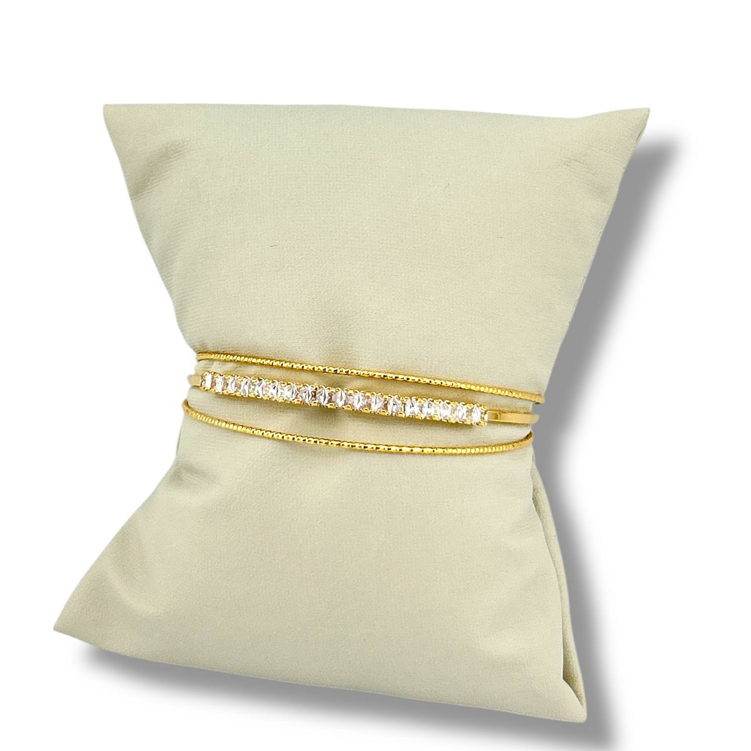 Double-Layer Crystal Cuff Bracelet