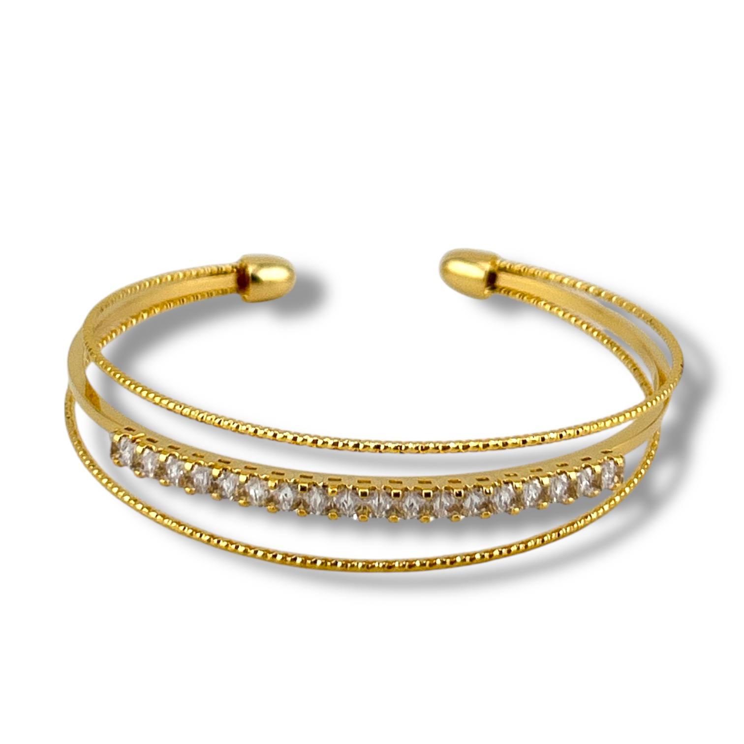 Double-Layer Crystal Cuff Bracelet