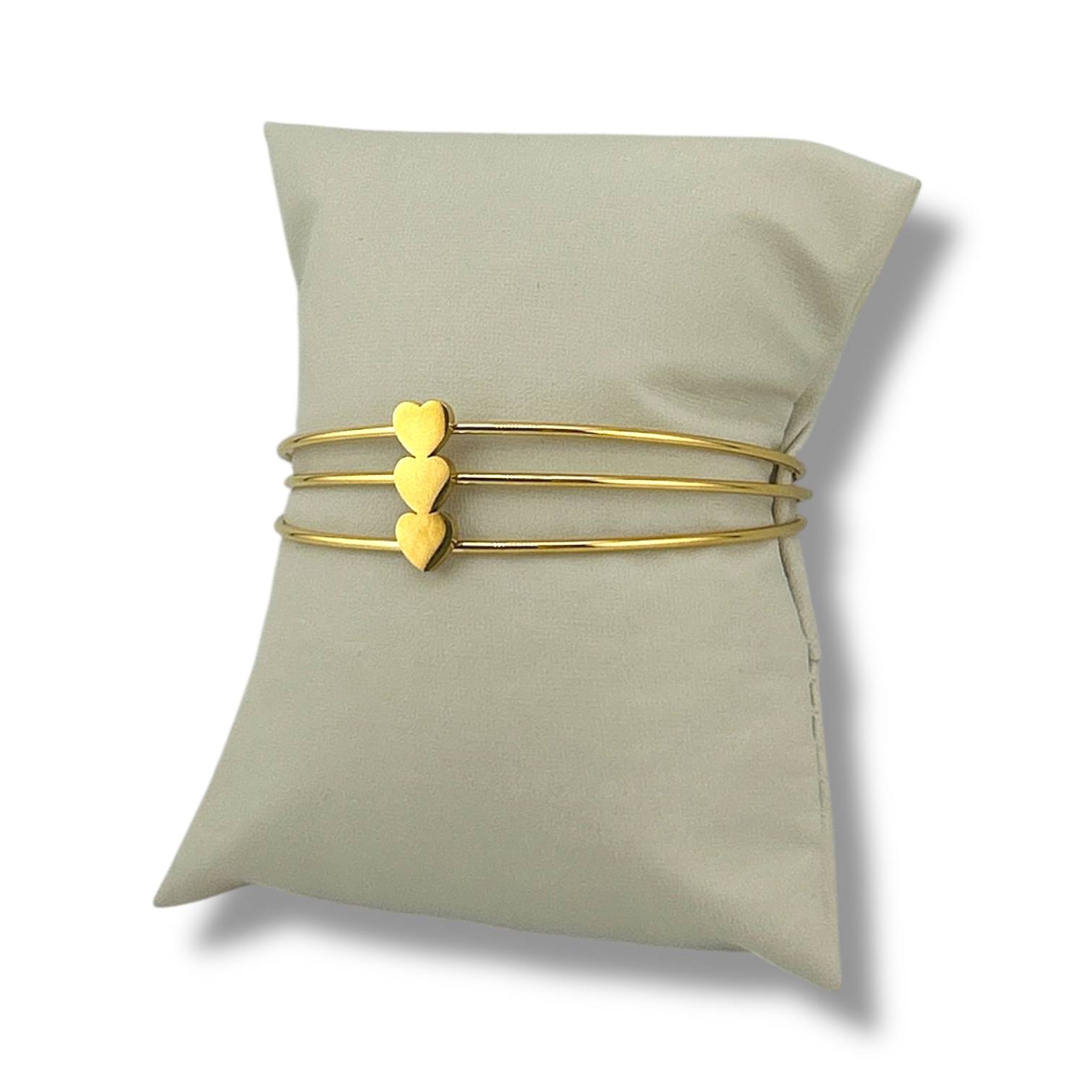 Triple Heart Open Bangle – 18K Gold Plated Love Bracelet