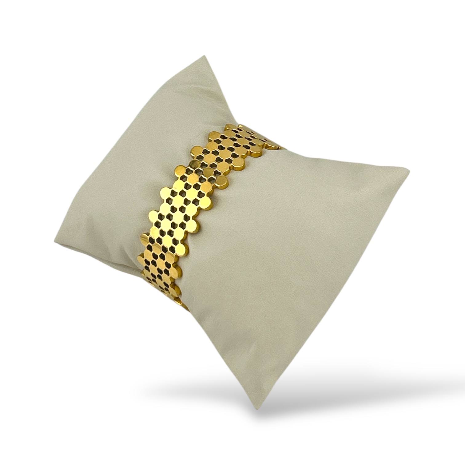 Honeycomb Gold Bangle – Geometric Cut-Out Bracelet