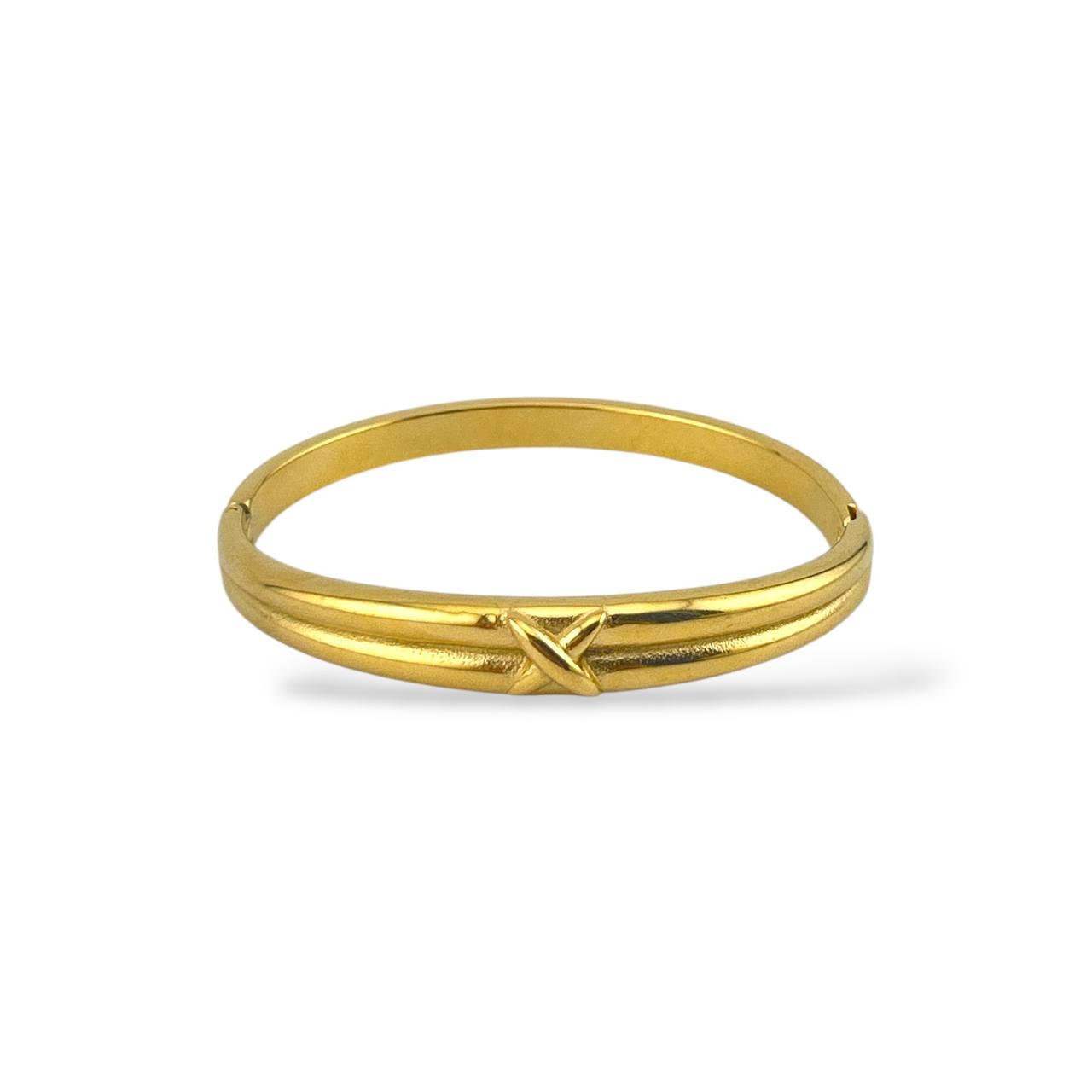Gold X Bangle – Elegant Crossover Design Bracelet