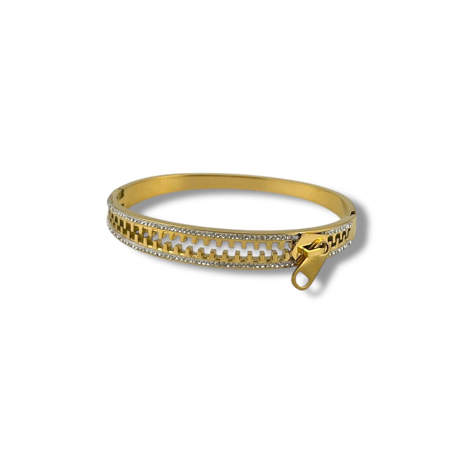 Gold & Silver Zipper Bangle – Unique Fashion Statement Bracelet