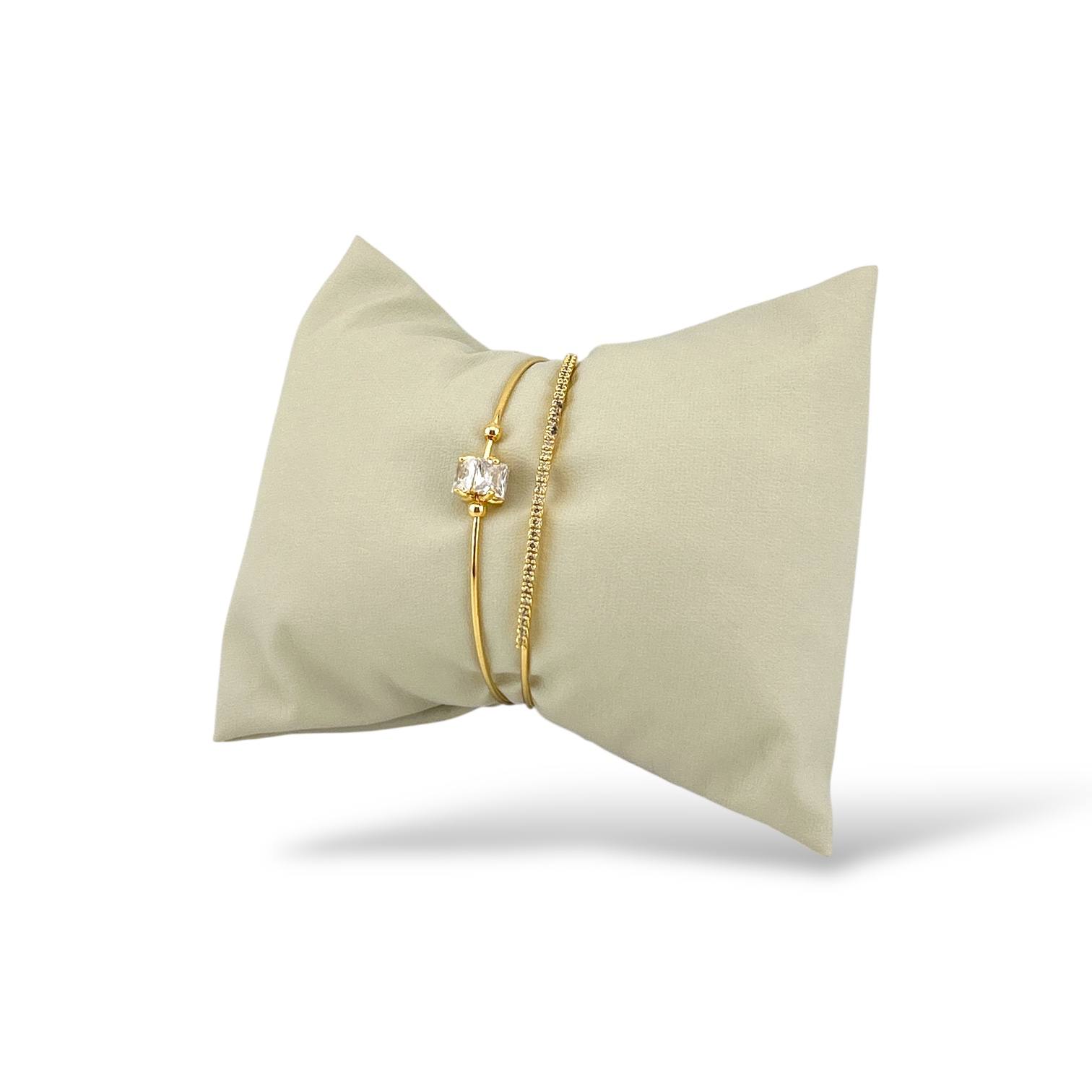 Gold Crystal Double Band Cuff – Elegant Open Bangle