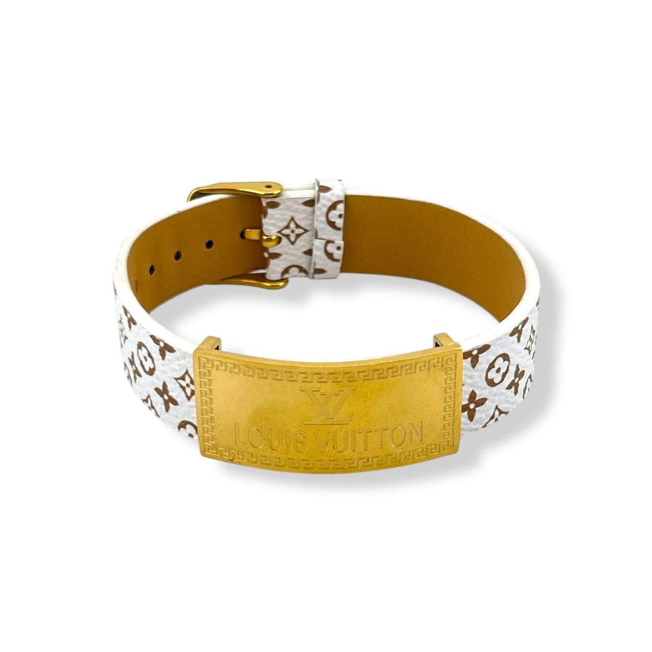 đź–¤ LV Monogram Leather Bracelet with Silver Plate | Unisex Fashion Accessory