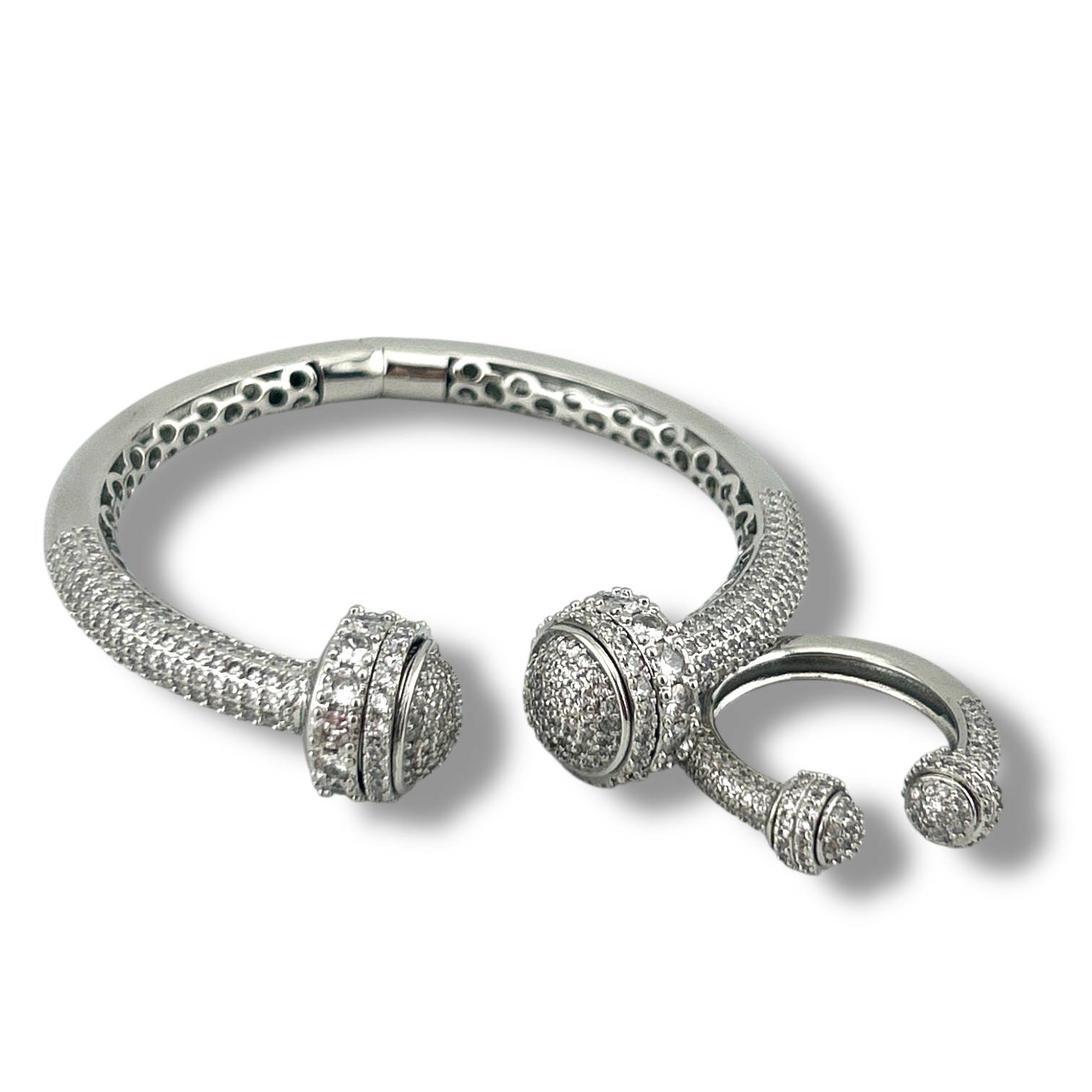 Sparkling Dome Bracelet & Ring Set – Gold & Silver