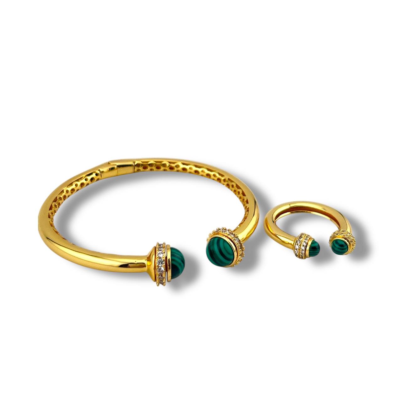Gemstone Elegance Bangle & Ring Set
