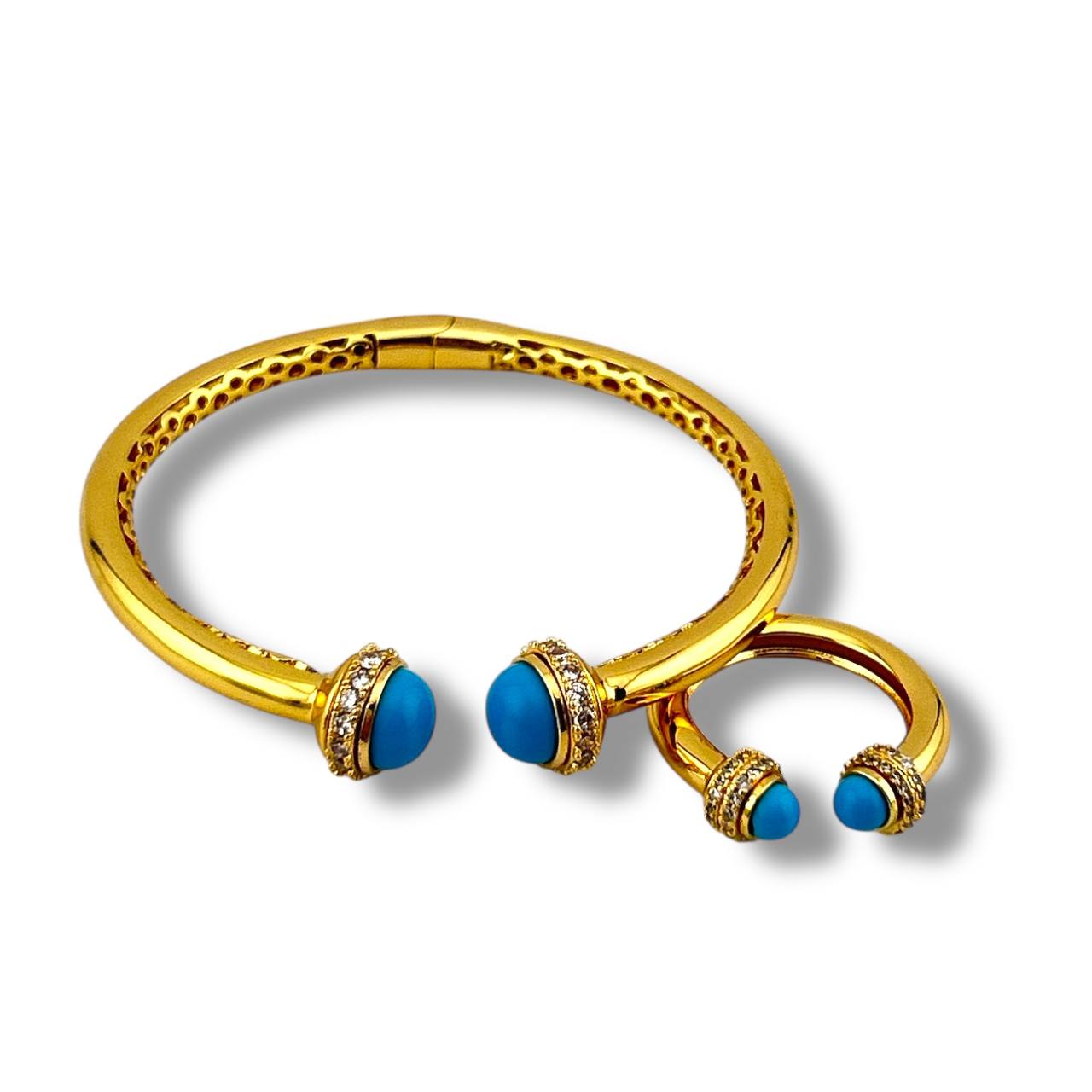 Gemstone Elegance Bangle & Ring Set