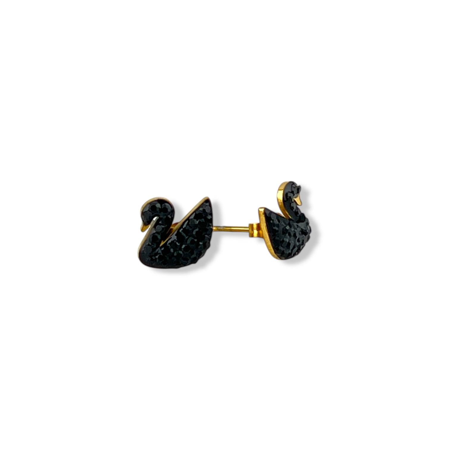Black Swan Stud Earrings – Gold-Plated