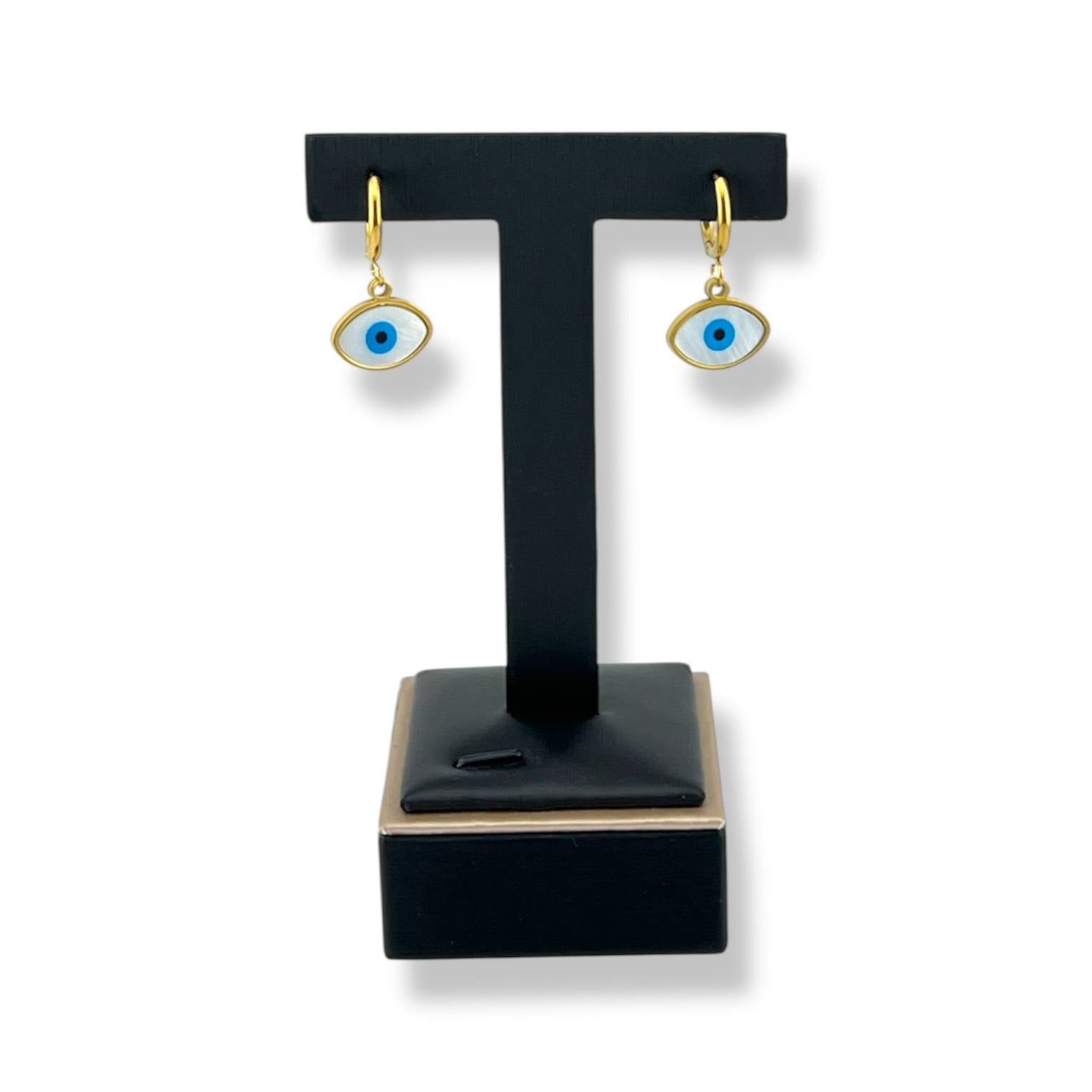 Evil Eye Drop Earrings – Gold-Plated Protection Charm