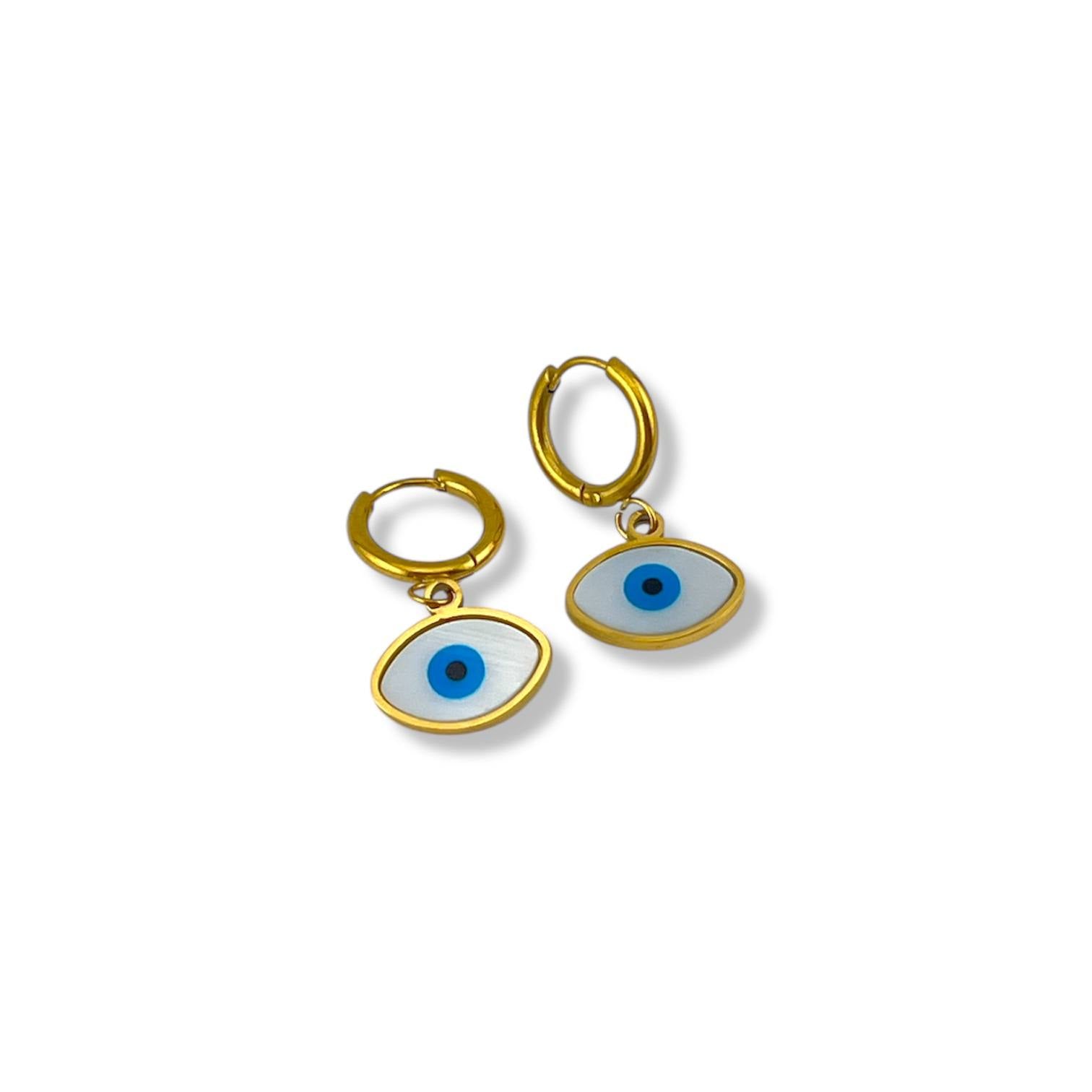 Evil Eye Drop Earrings – Gold-Plated Protection Charm