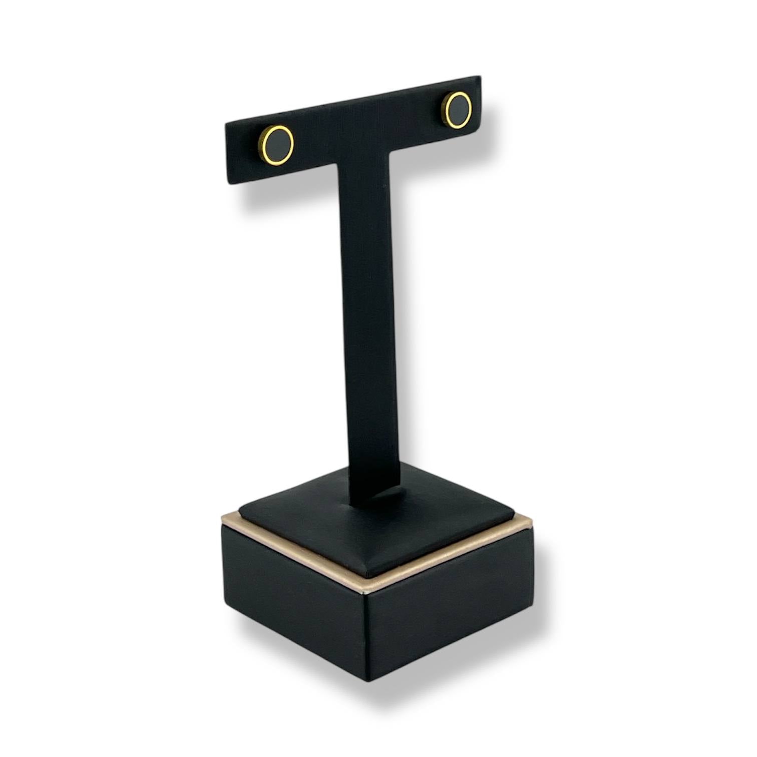 Classic Black Enamel Stud Earrings