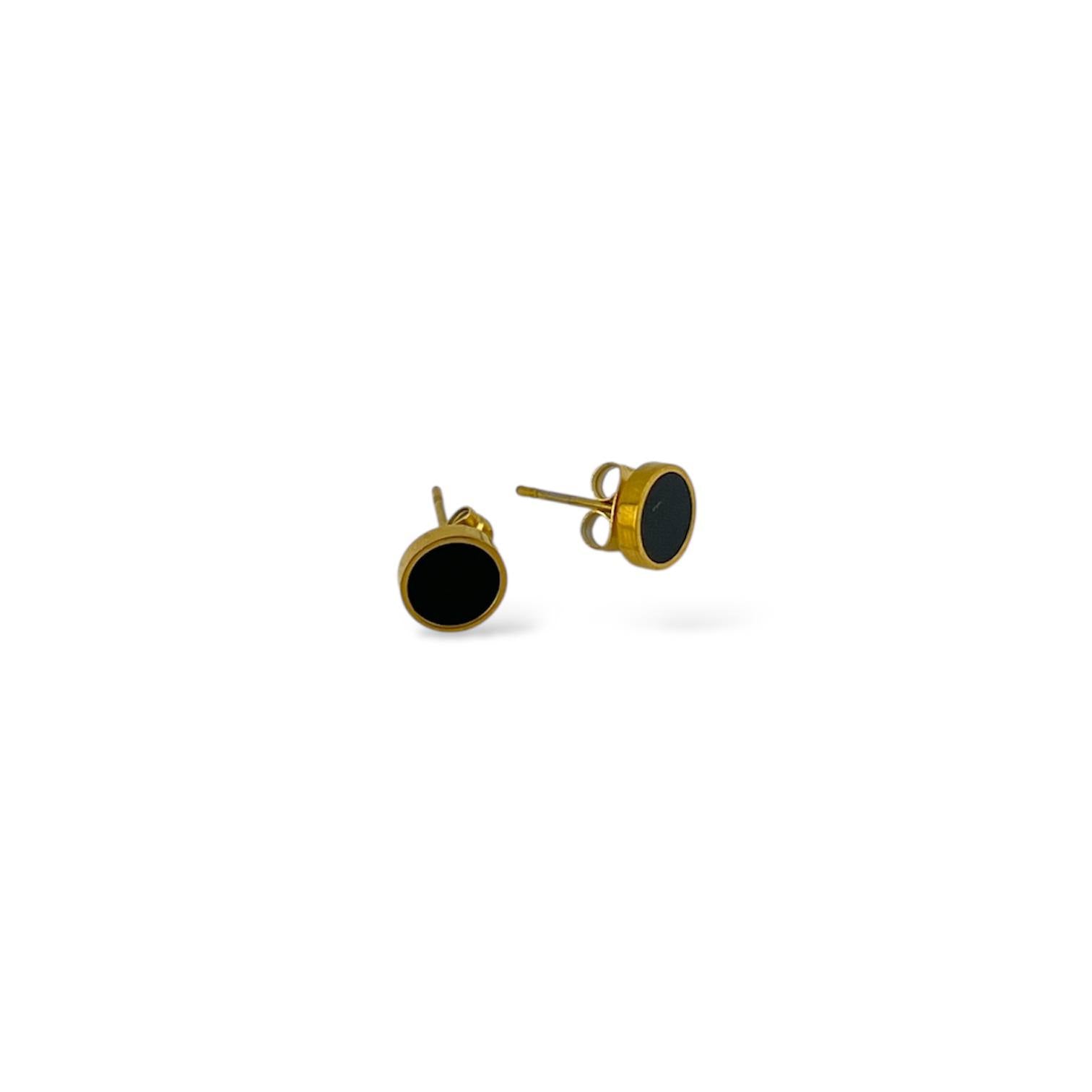 Classic Black Enamel Stud Earrings