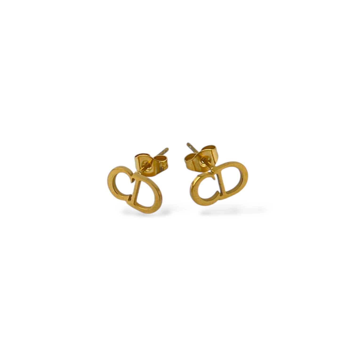 CD Gold Stud Earrings