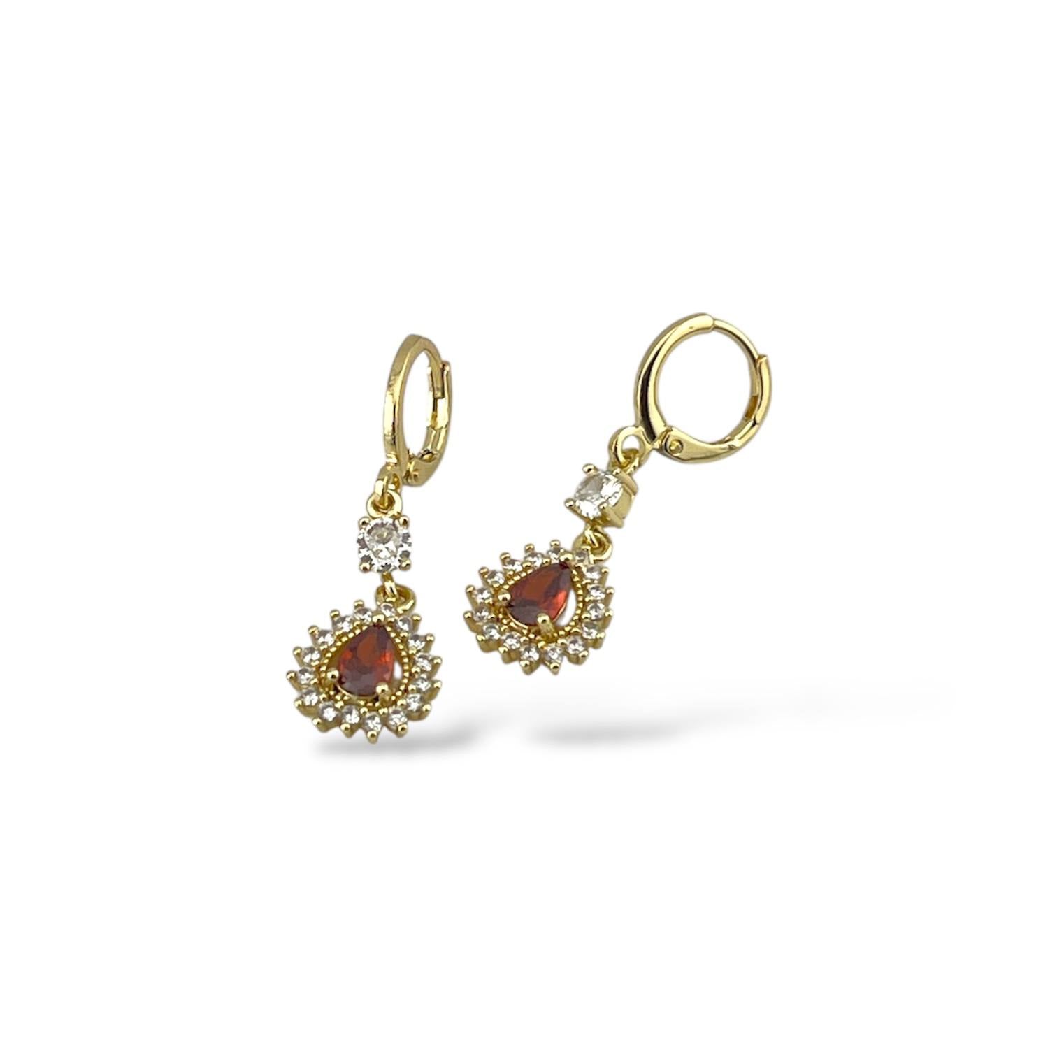 Gem Drop Collection Earrings (Pink & Red)