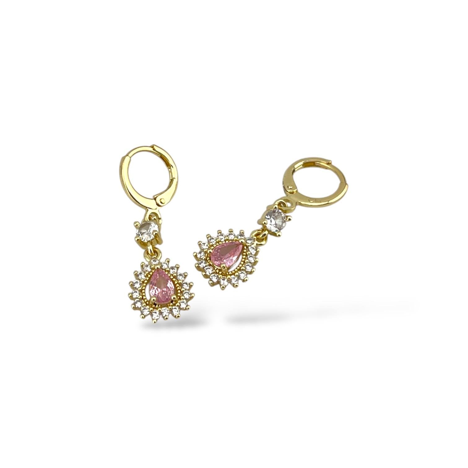 Gem Drop Collection Earrings (Pink & Red)