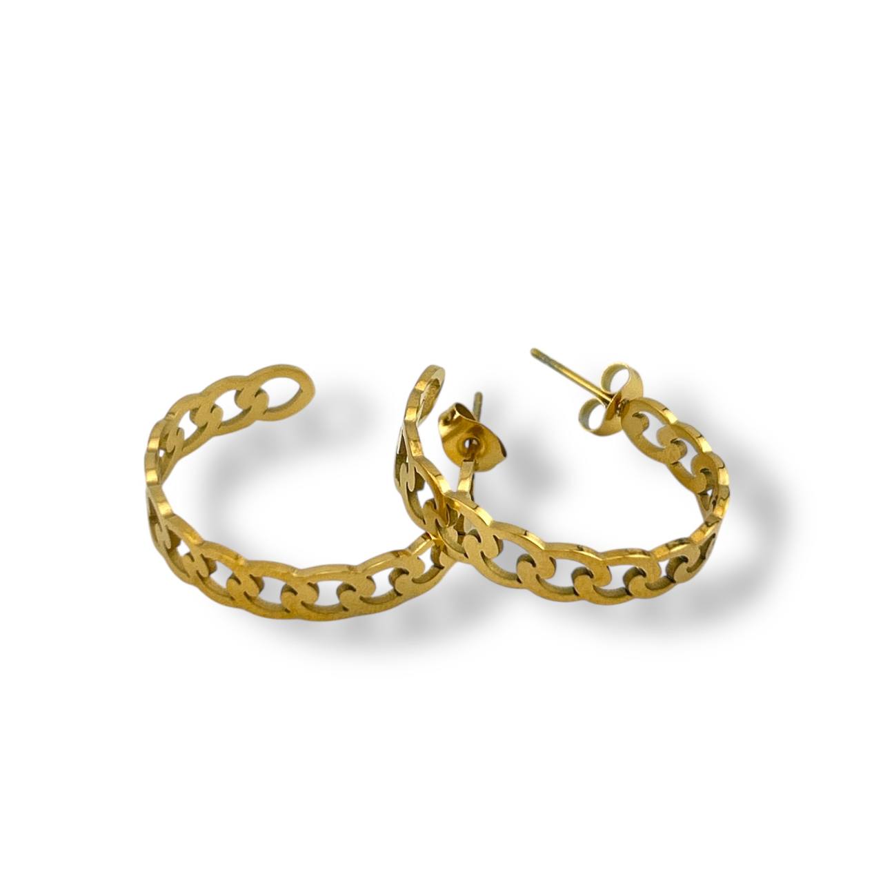Golden Chain-Link Hoop Earrings