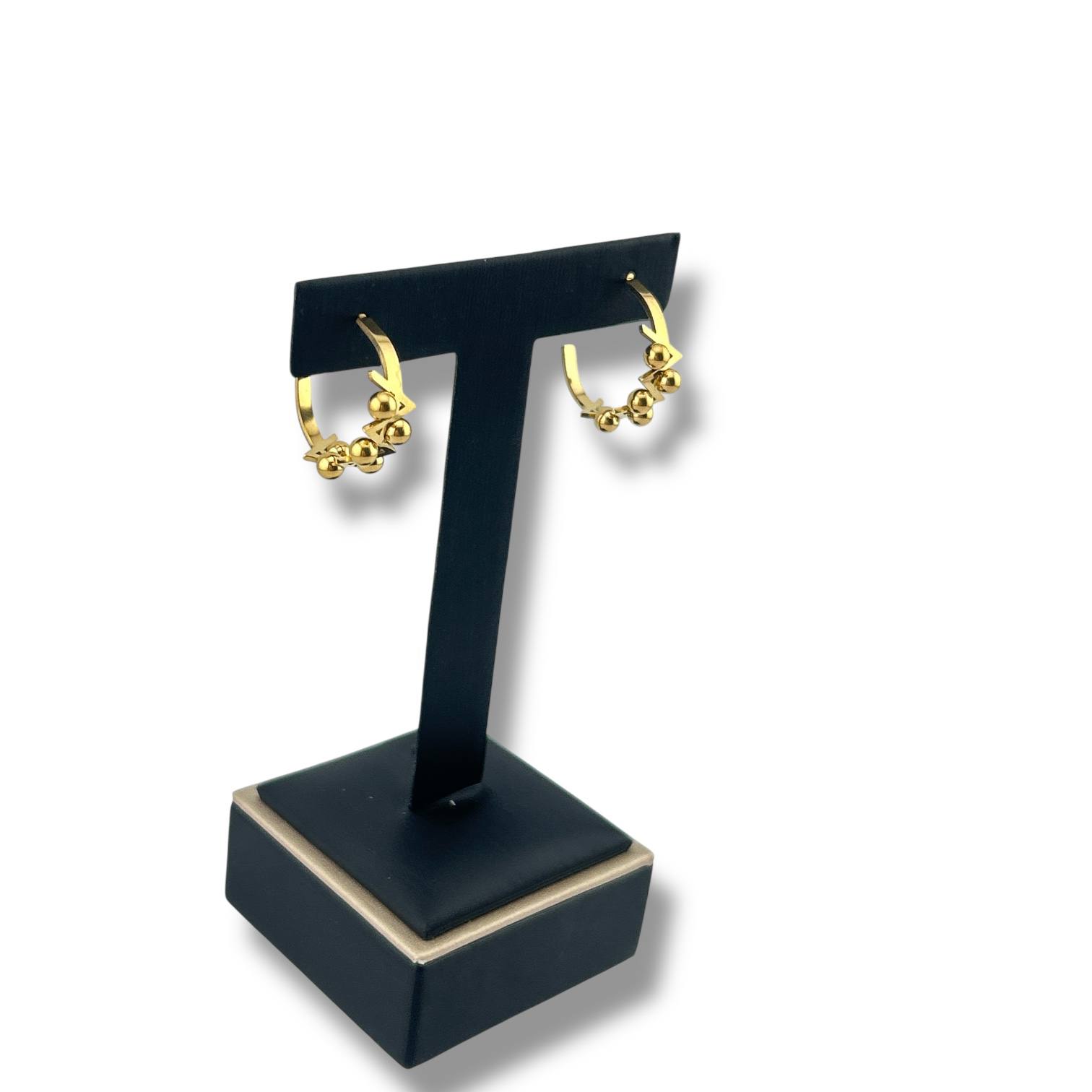 Bold Geo Ball Hoop Earrings – Gold & Silver | 18K Plated