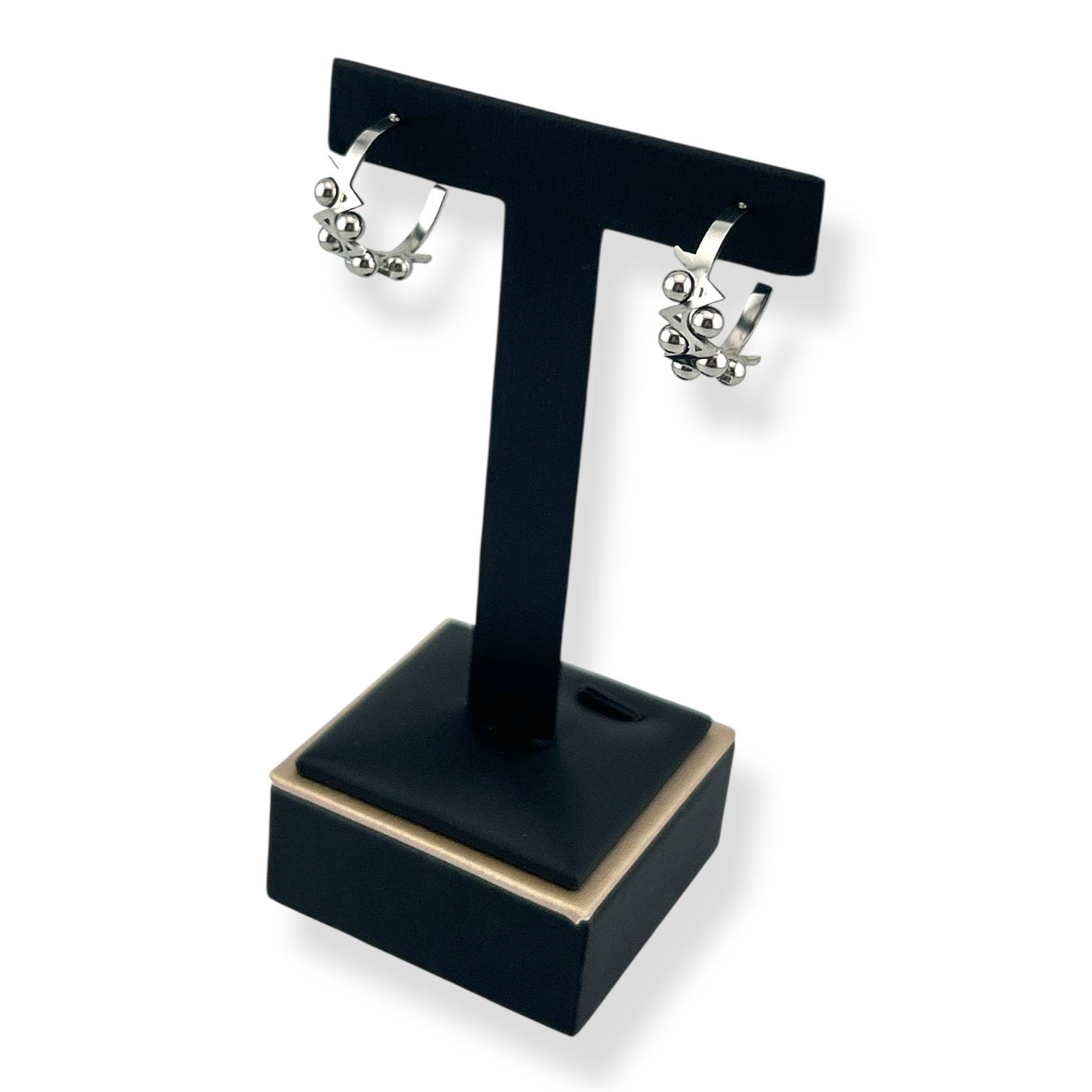 Bold Geo Ball Hoop Earrings – Gold & Silver | 18K Plated