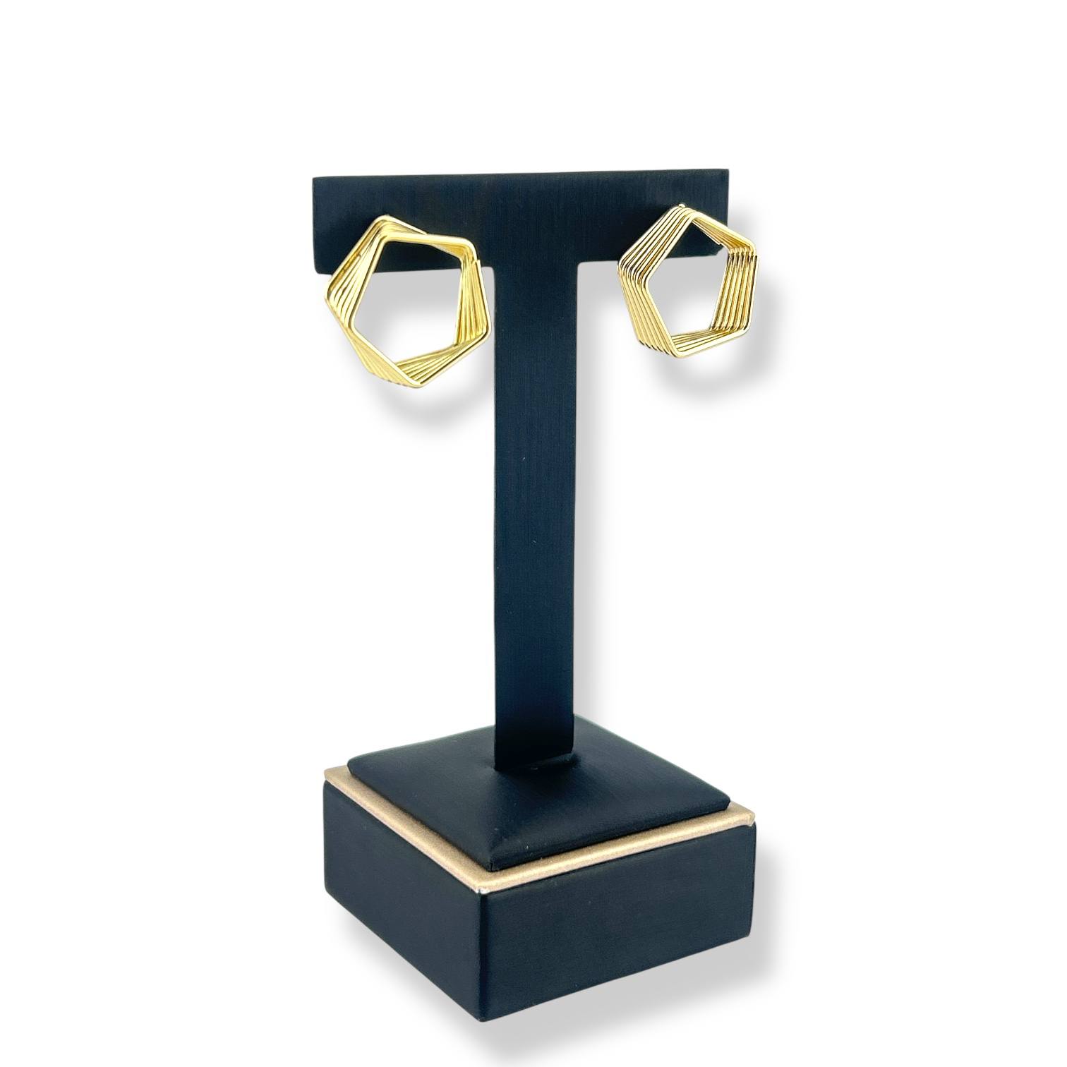 Golden Hexa Layered Stud Earrings ✨🔶