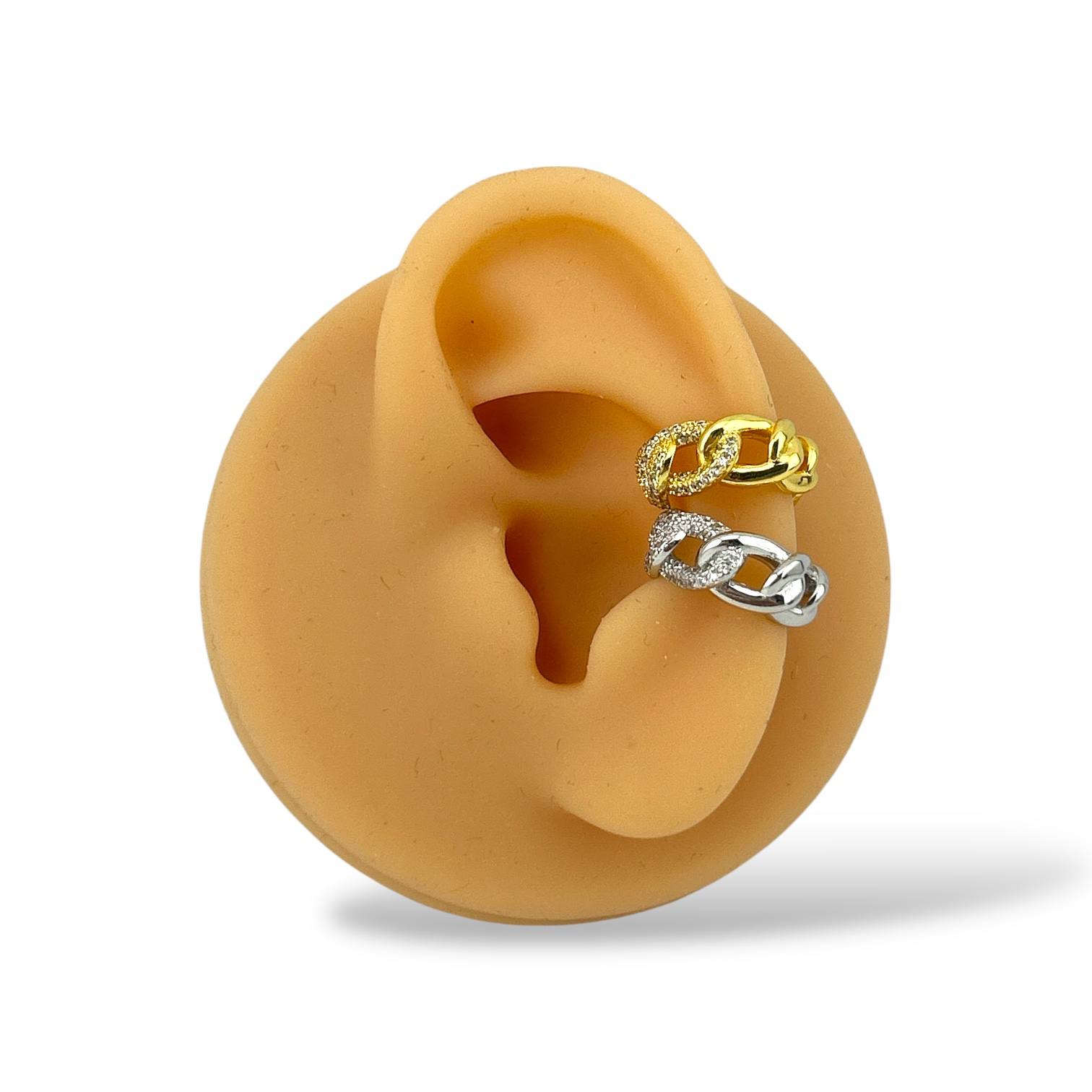 Silver Chain-Link Crystal earcuff πβ¨