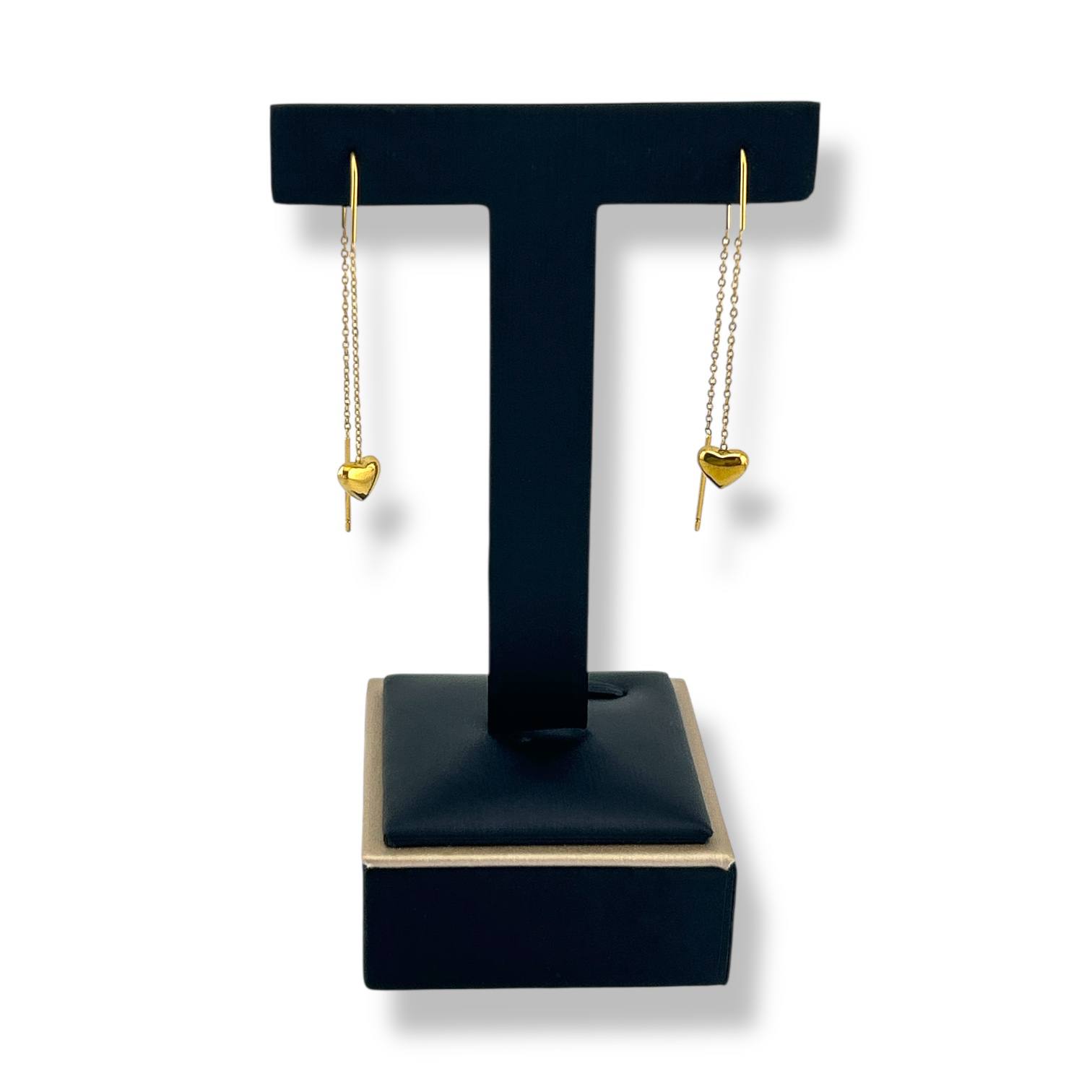 Gold Heart Threader Earrings