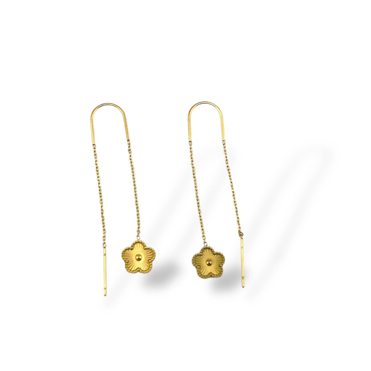 Golden Floral Threader Earring