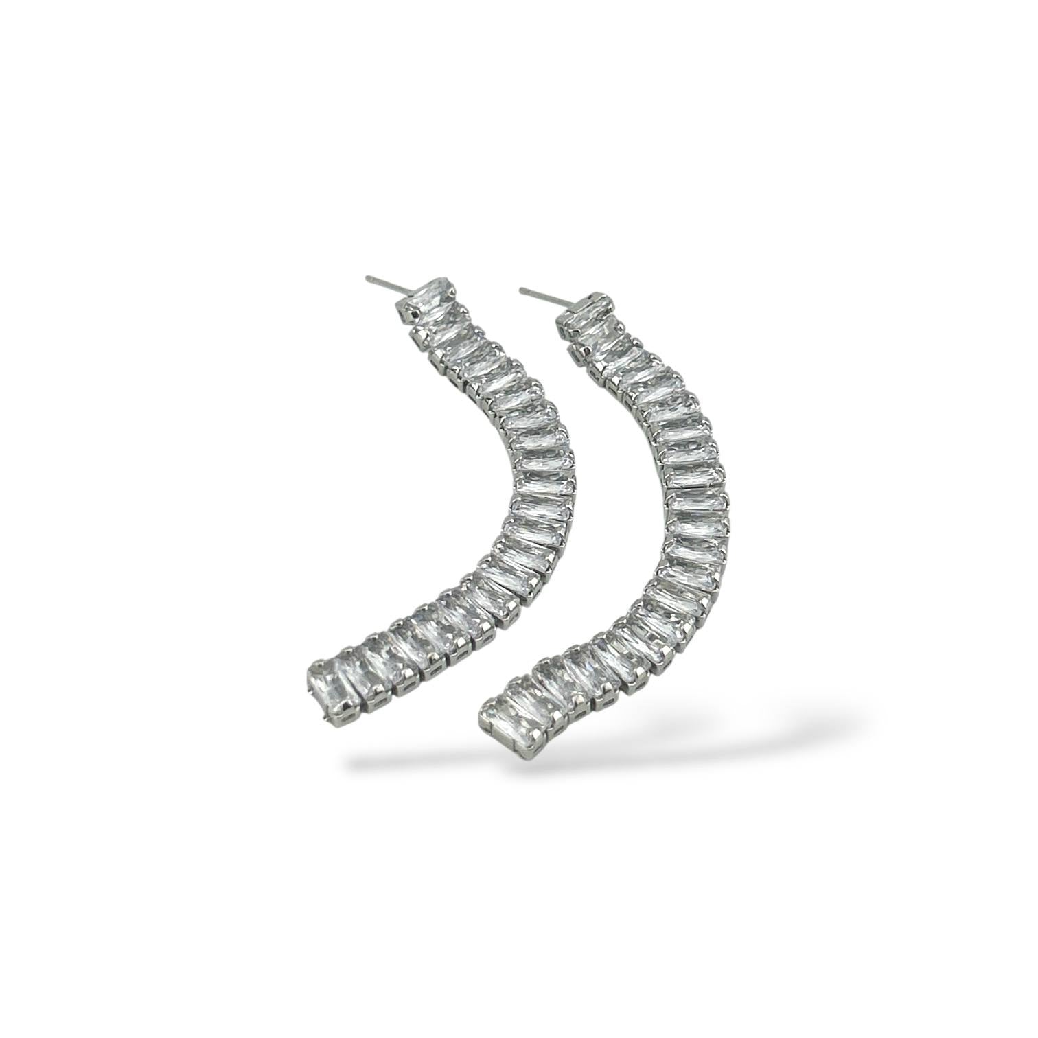 tennis thick Cascade Hoop Earrings – Silver Elegance ✨