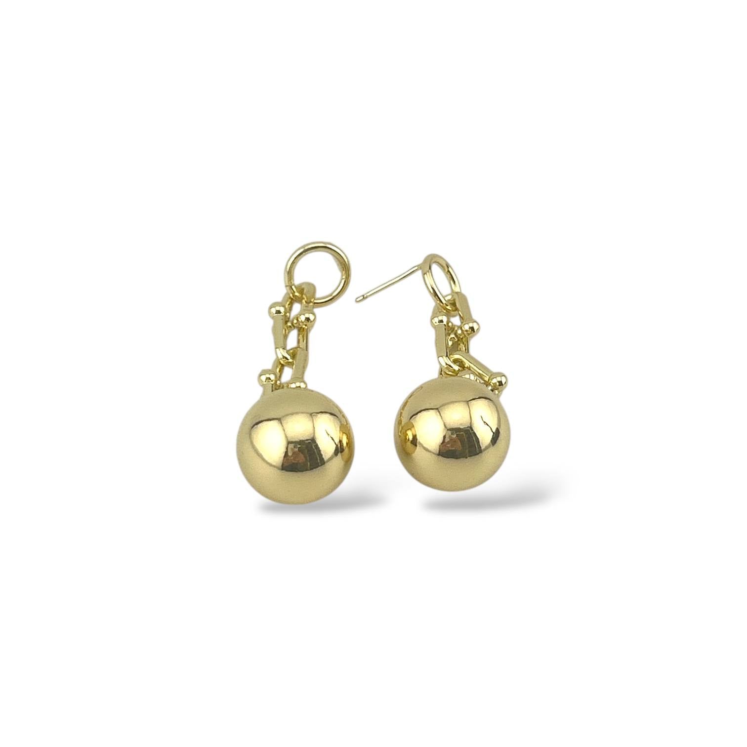 Golden Orbit ball Drop Earrings