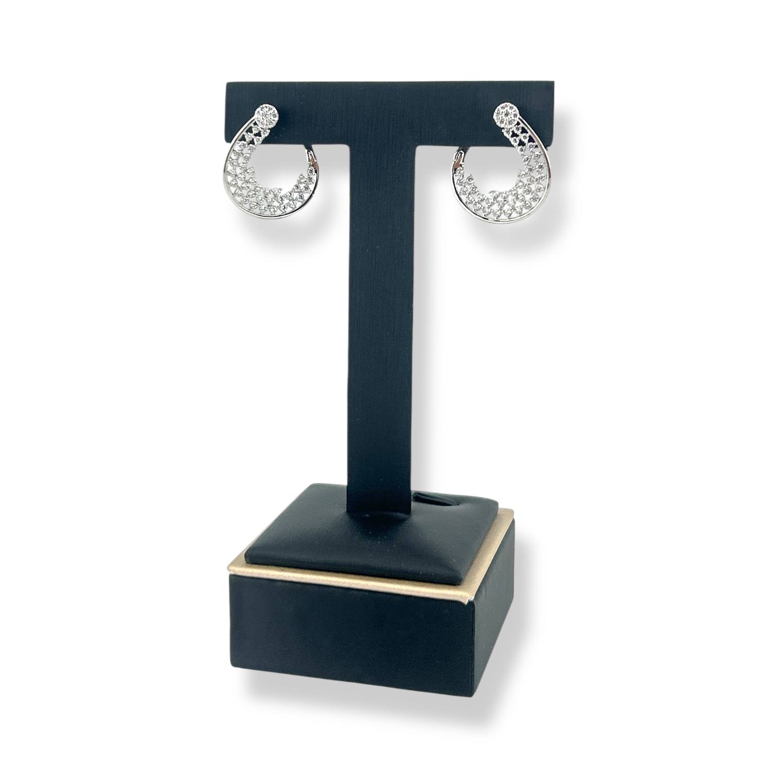 Silver Crystal Teardrop Hoop Earrings