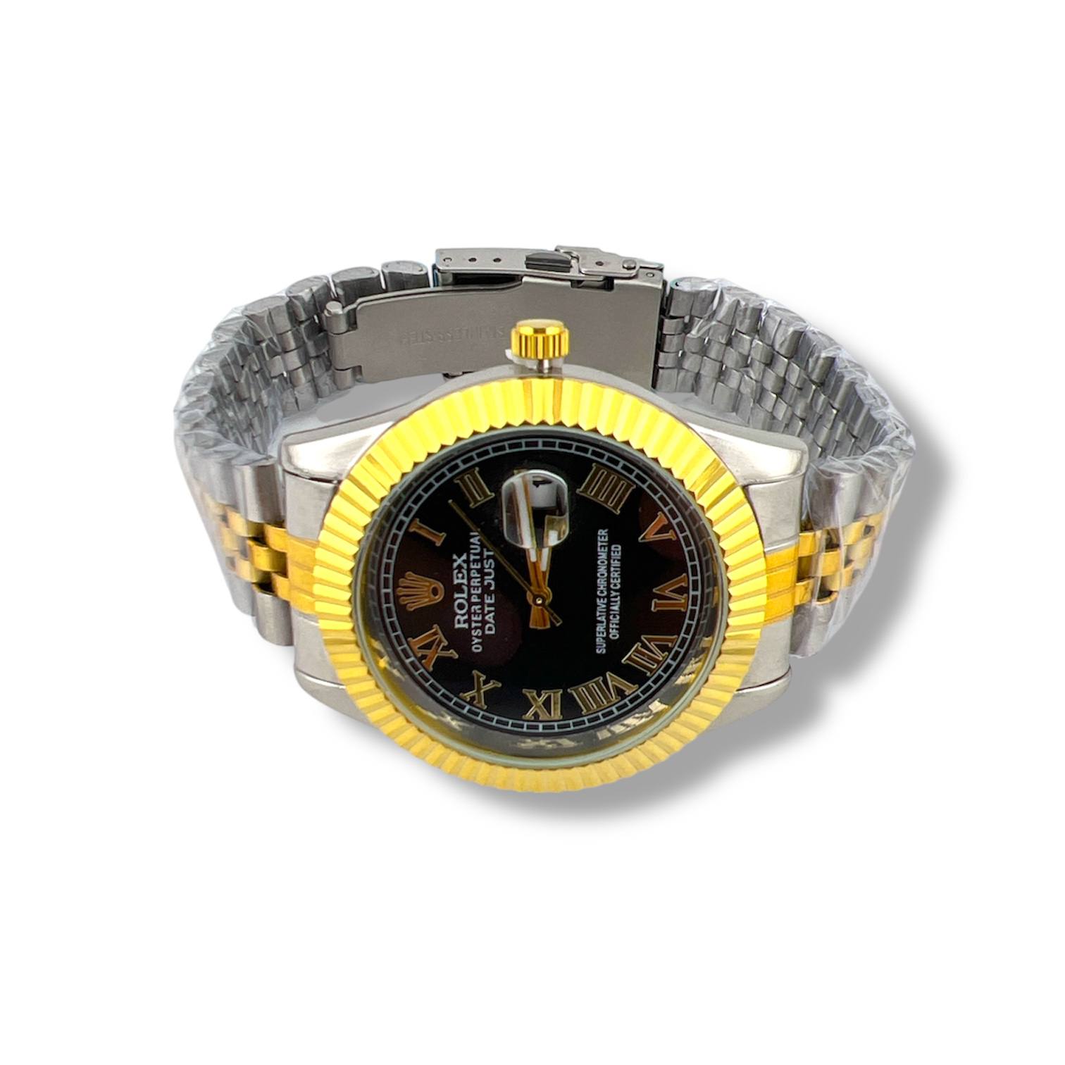 Two-Tone Black Dial man's Watch