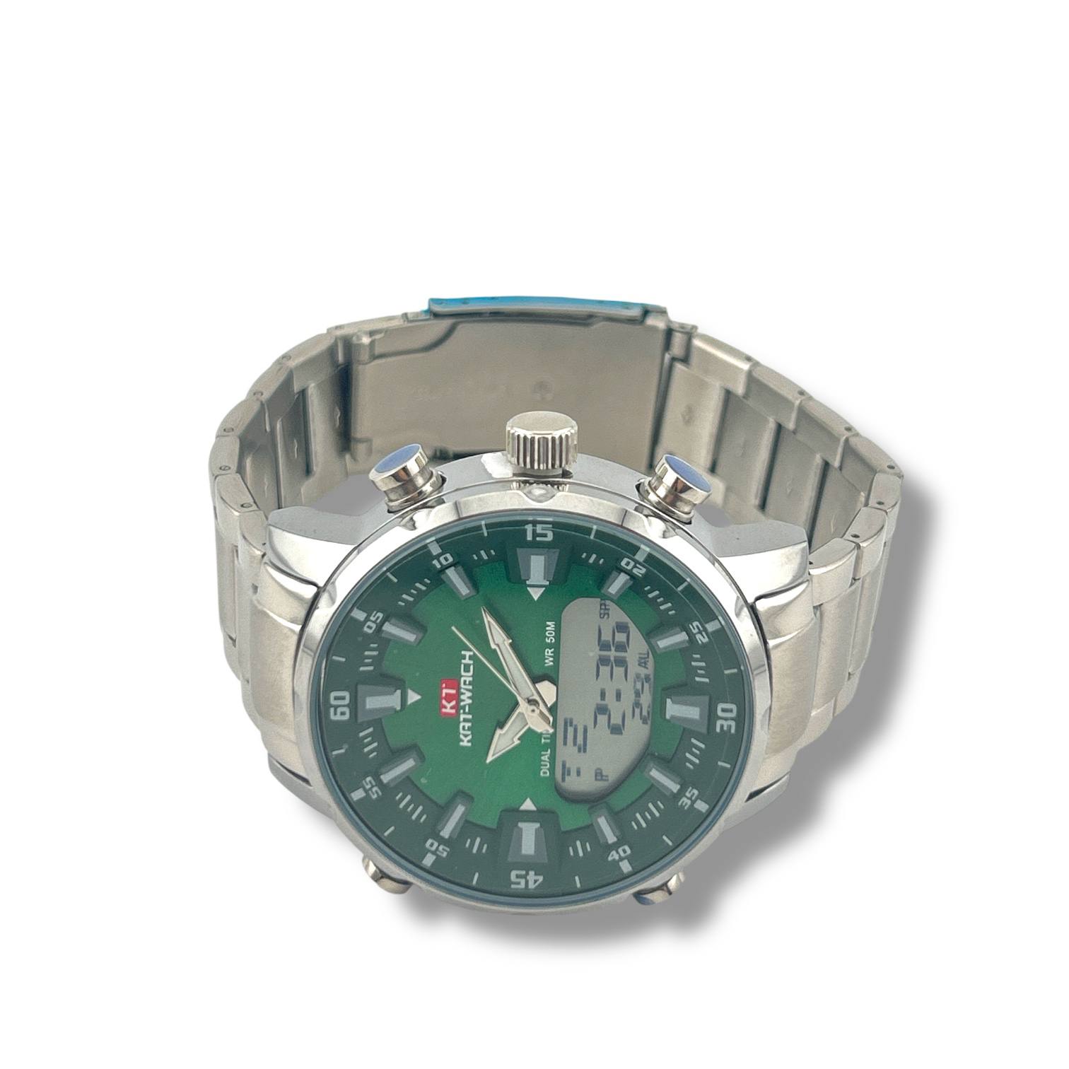 Dual Display Sports Watch – Green Dial