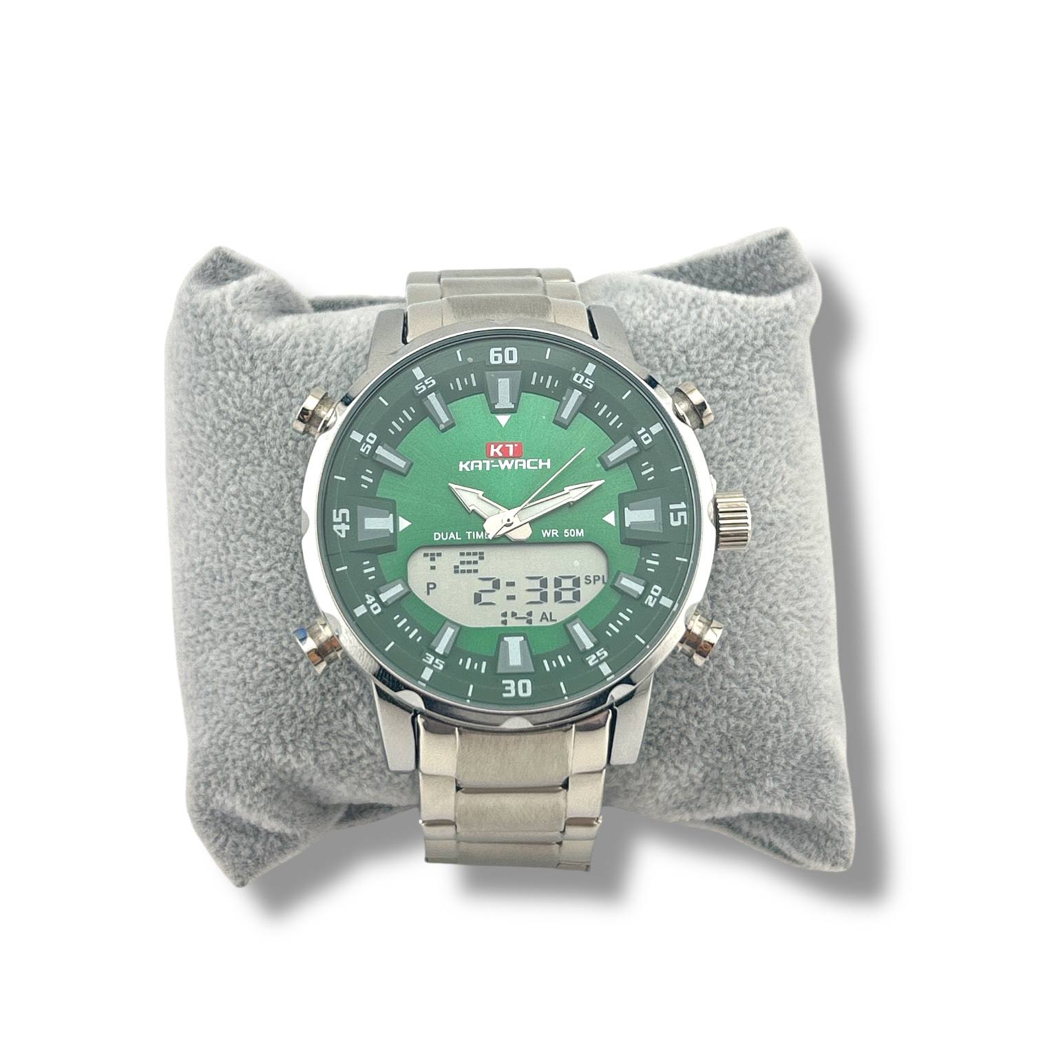 Dual Display Sports Watch – Green Dial