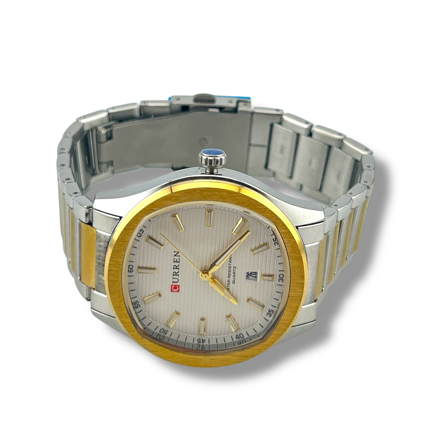 CURREN Two-Tone Men’s Watch – White Dial with Gold Accents