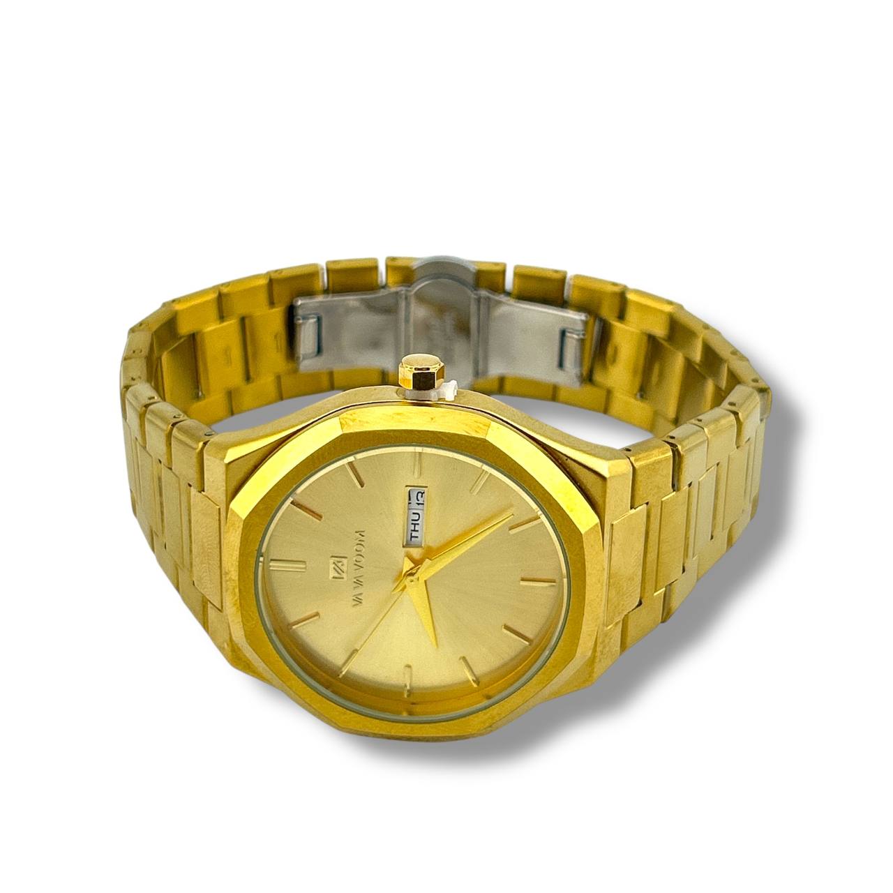 VAVOOM Men’s Quartz Watch – Full Gold with Day & Date