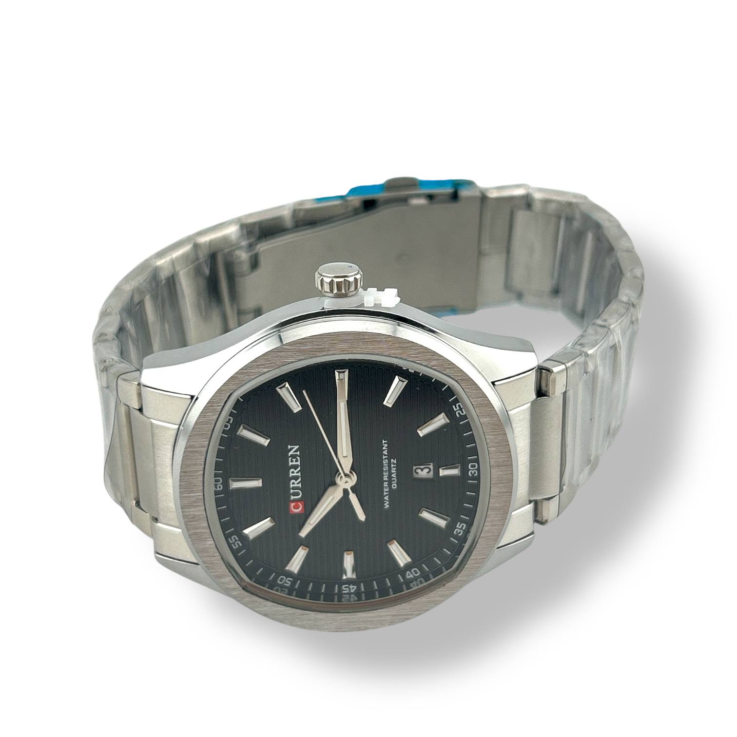 CURREN Silver Stainless Steel Watch – Black Dial | Water Resistant