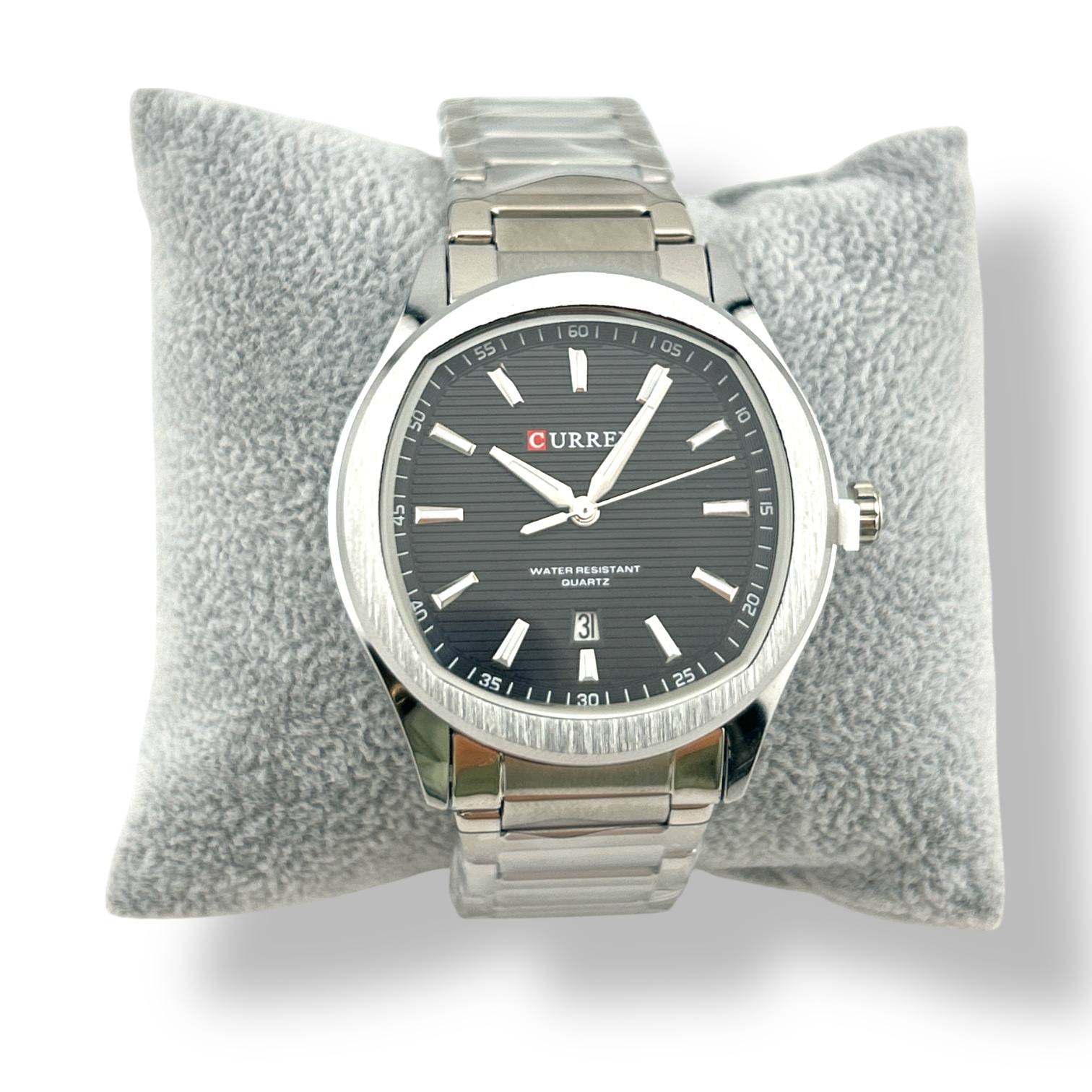 CURREN Silver Stainless Steel Watch – Black Dial | Water Resistant