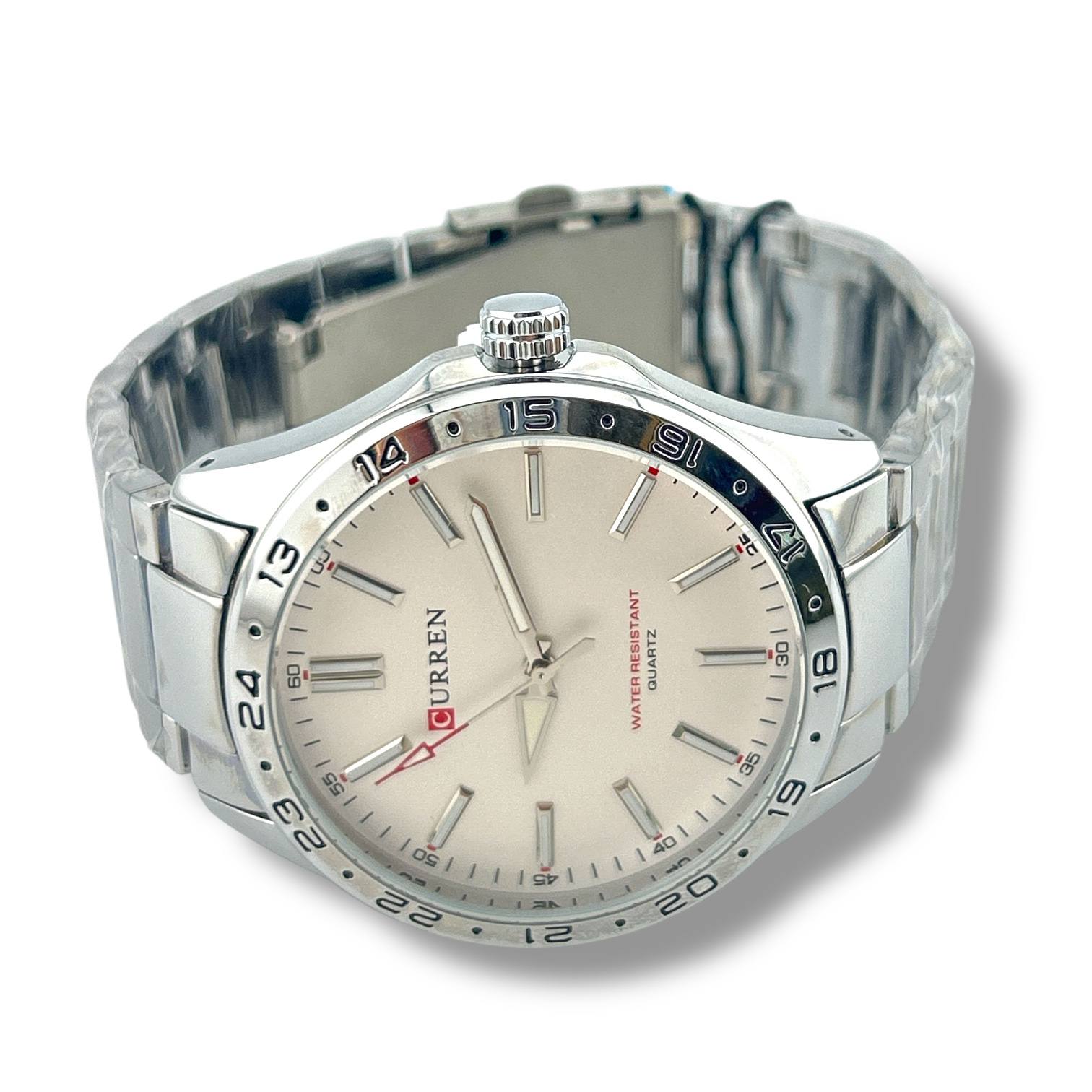 CURREN Stainless Steel Quartz Watch – Minimalist Silver