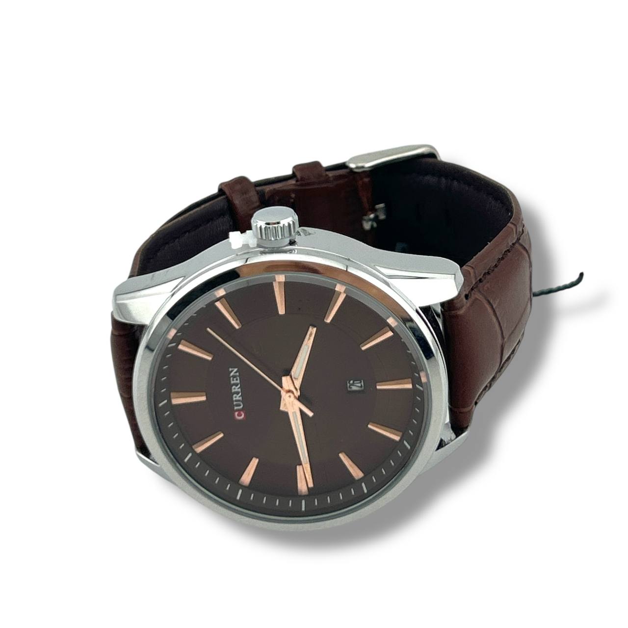 CURREN Classic Brown Leather Quartz Watch – Rose Gold Markers