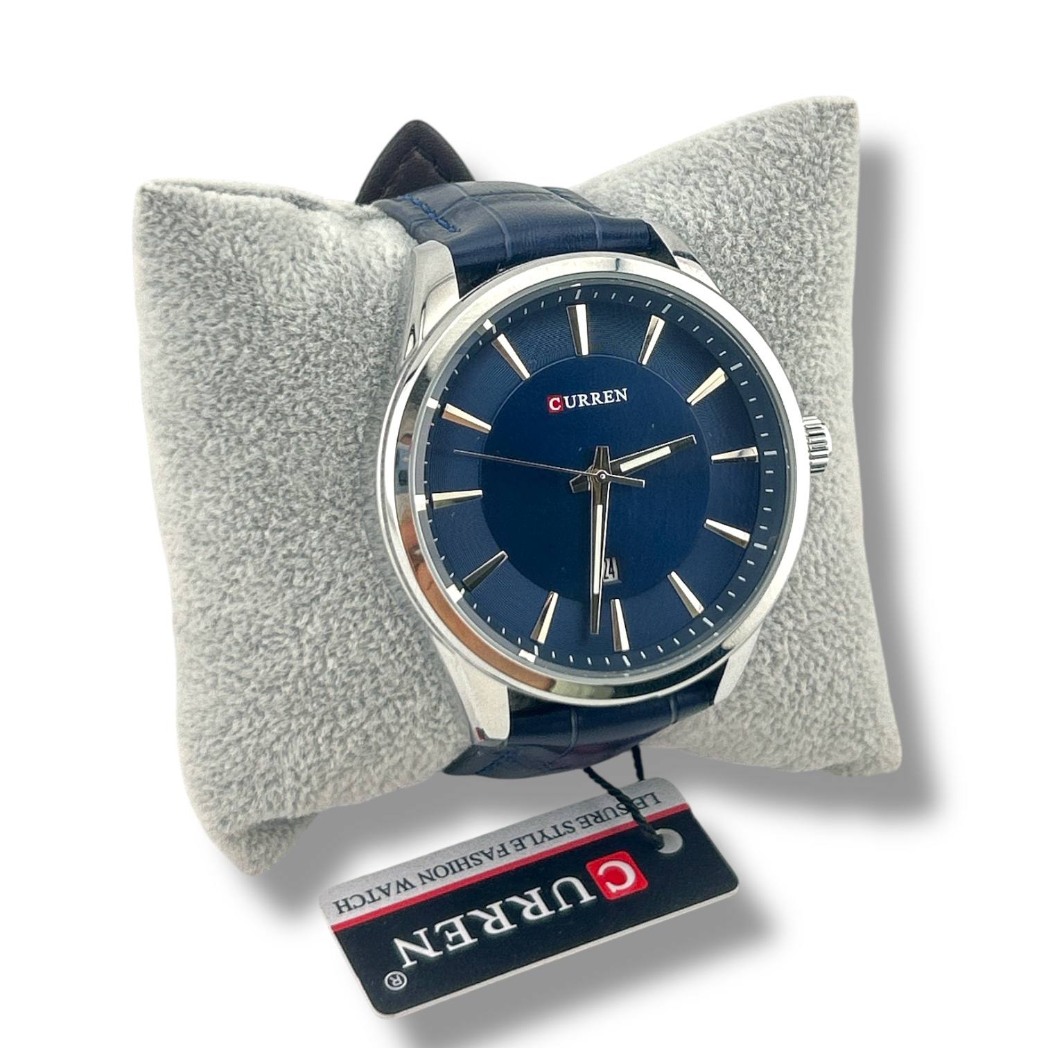 Curren Classic Blue Leather Strap Watch – Date Display, Quartz Movement