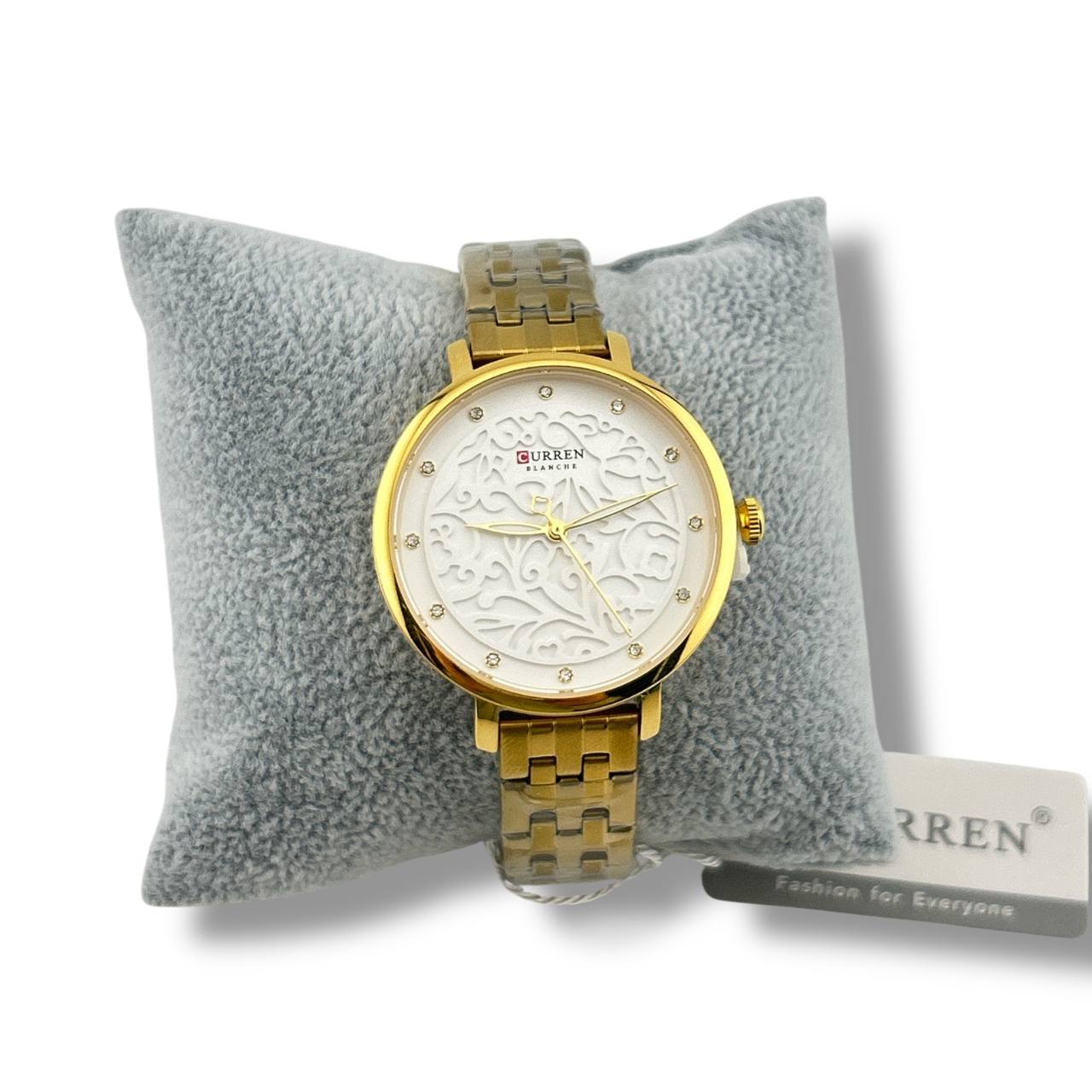 Curren Women’s Gold Floral Dial Watch – Elegant Stainless Steel Bracelet