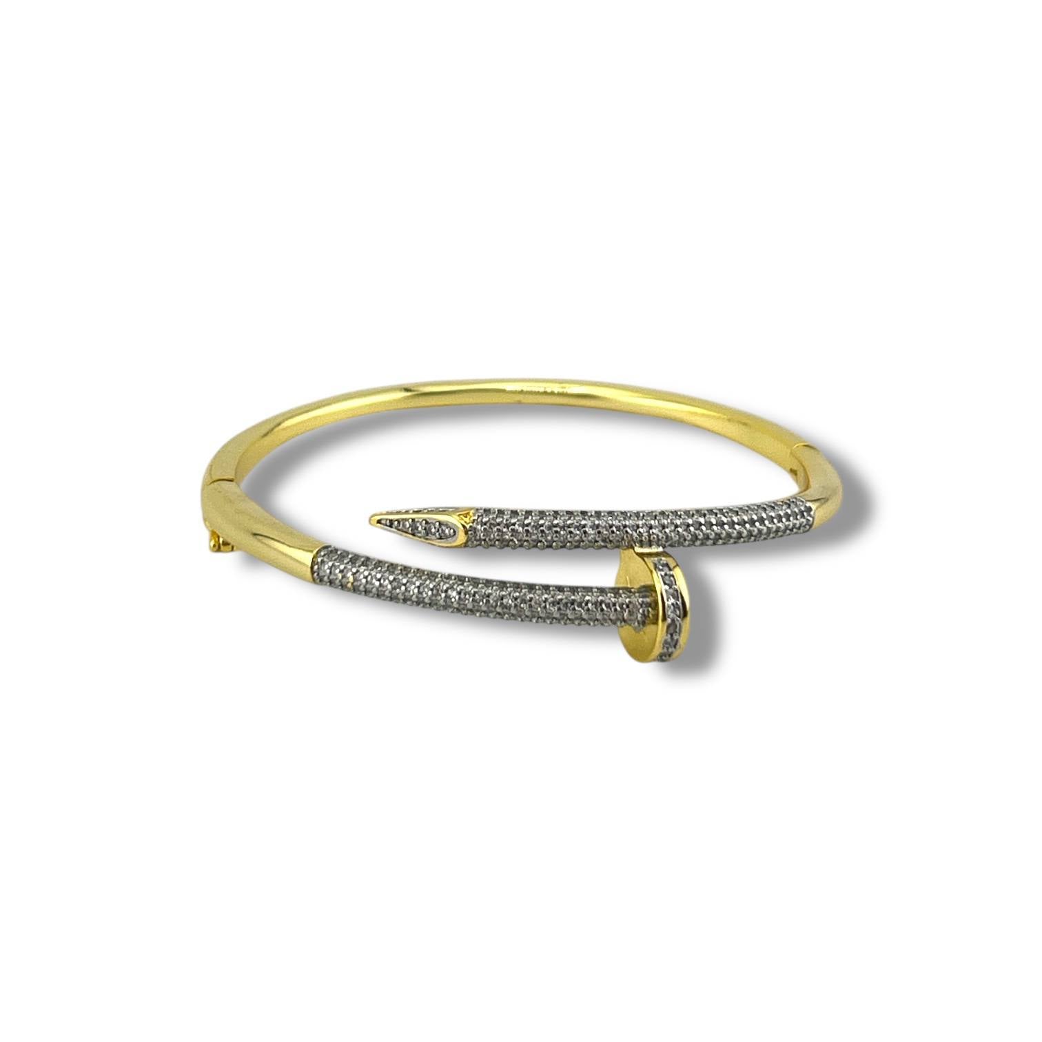 Nail-Inspired Crystal Bangle – Edgy Elegance
