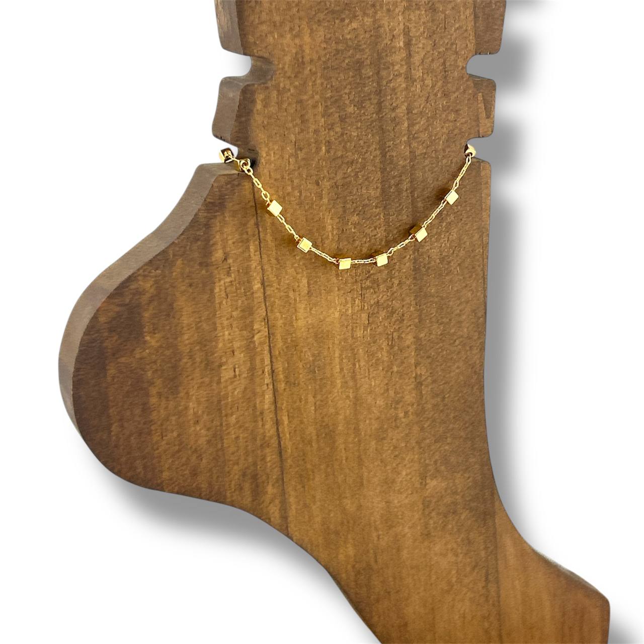 Golden Square Link Anklet