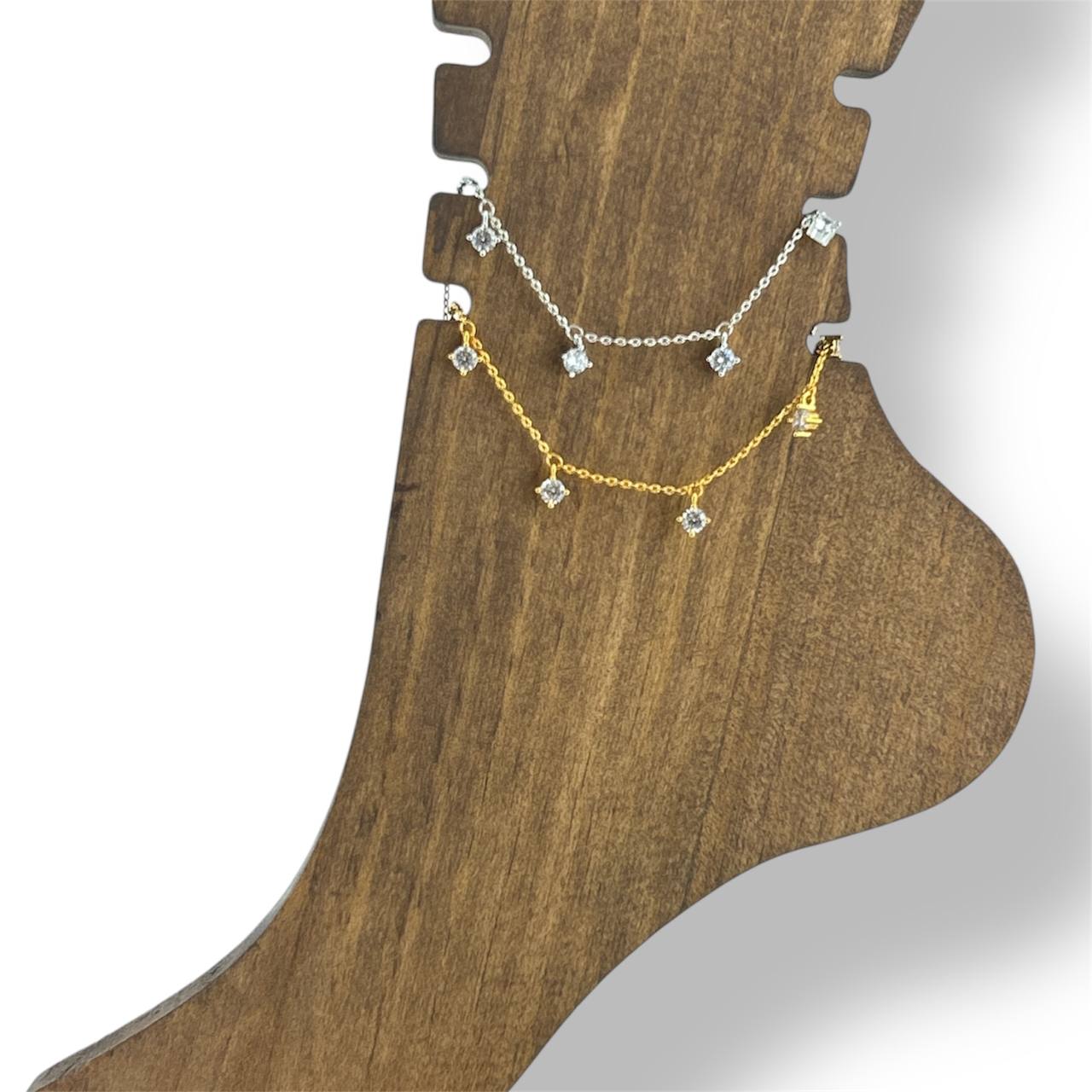 Dainty Crystal Drop Anklets – Gold & Silver Options