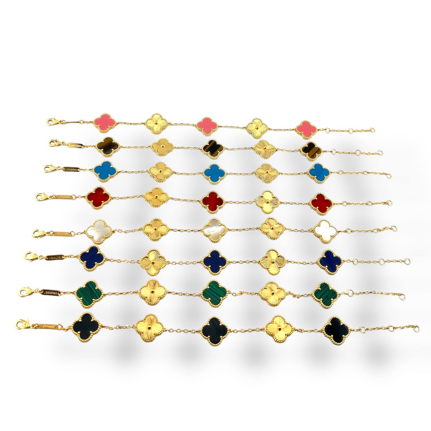 Clover van cleef Elegance Bracelet ā 18K Gold-Plated & Colorful Charm Variants