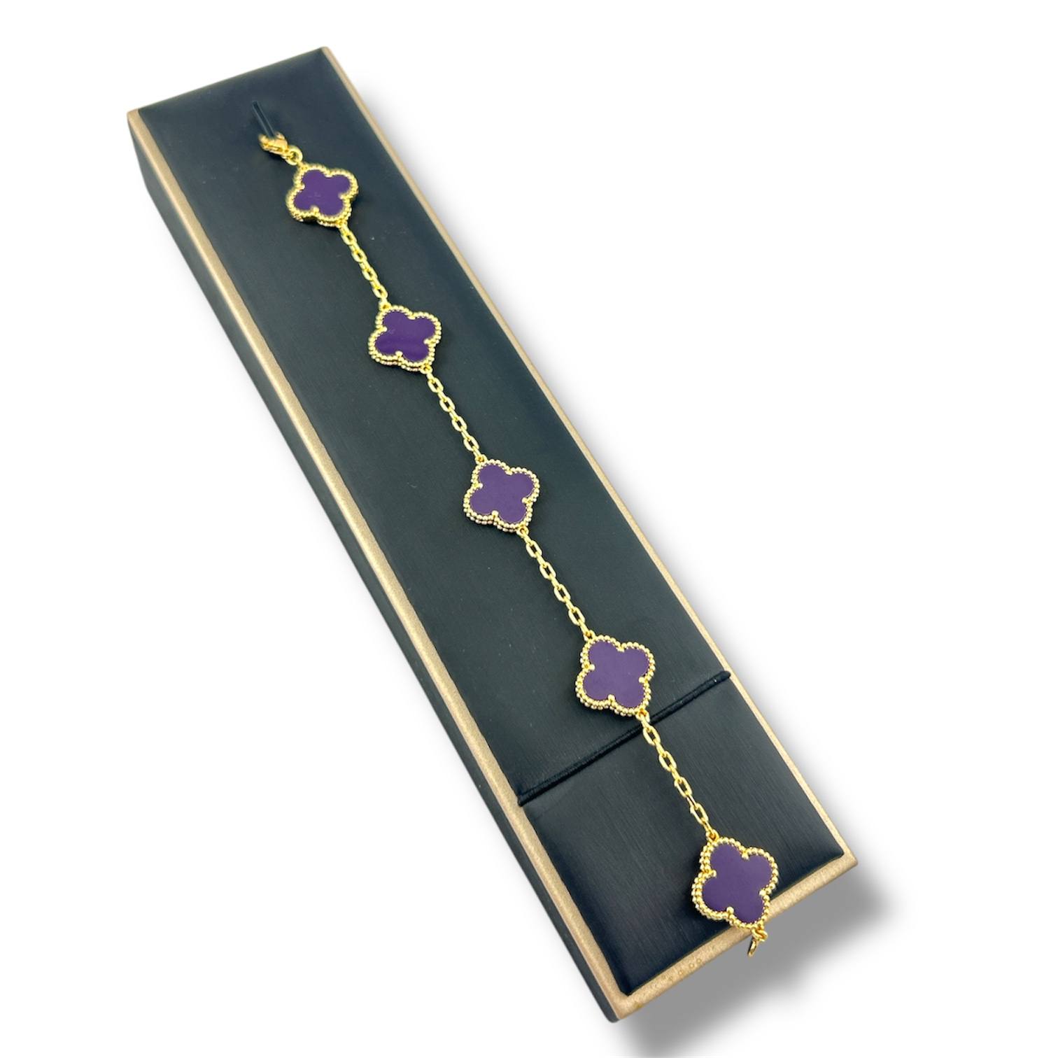 seda Vip Clover VanCleef Elegance Bracelet ā 18K Gold-Plated with Colorful Enamel