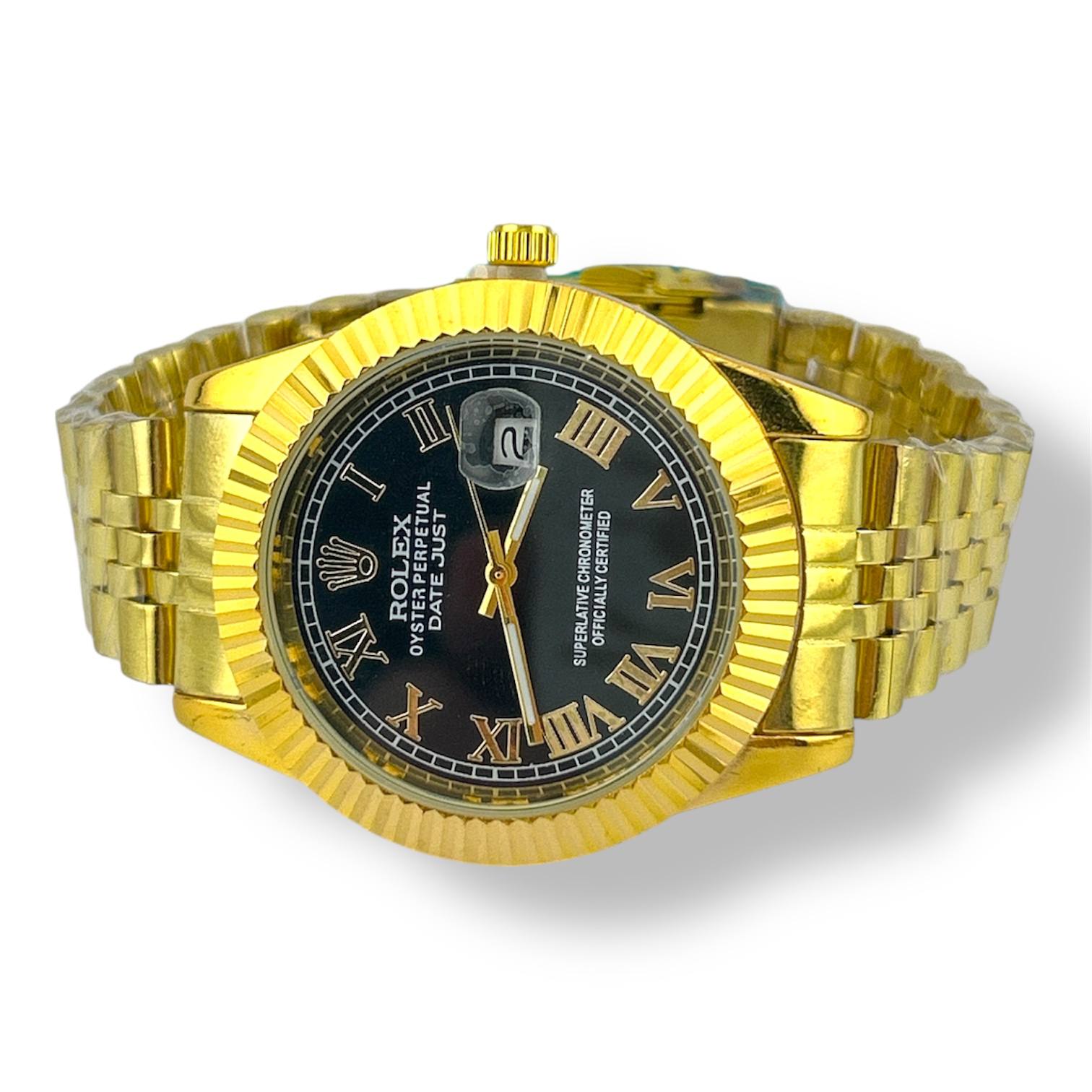Rolex Oyster Perpetual Datejust – Gold Stainless Steel Watch with Black Roman Dial