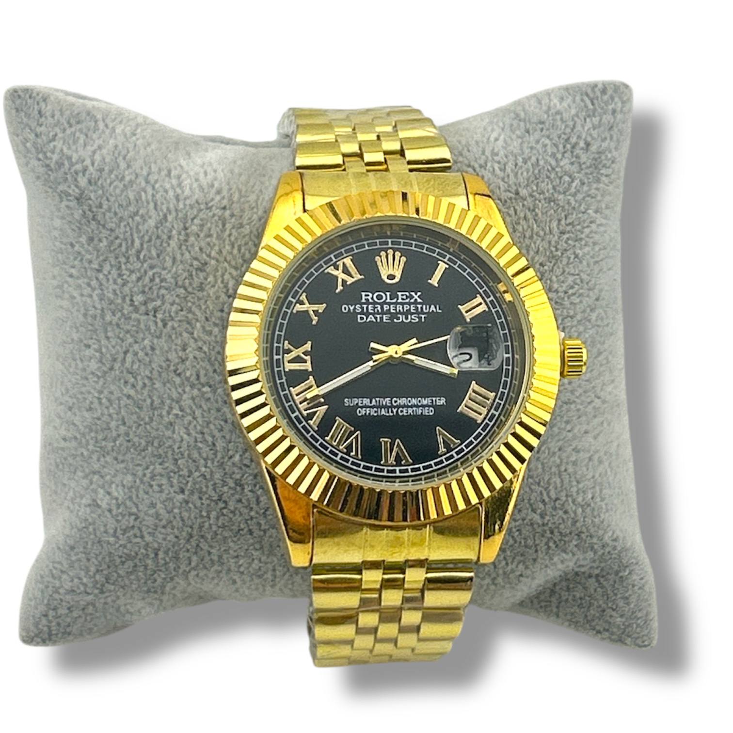 Rolex Oyster Perpetual Datejust – Gold Stainless Steel Watch with Black Roman Dial