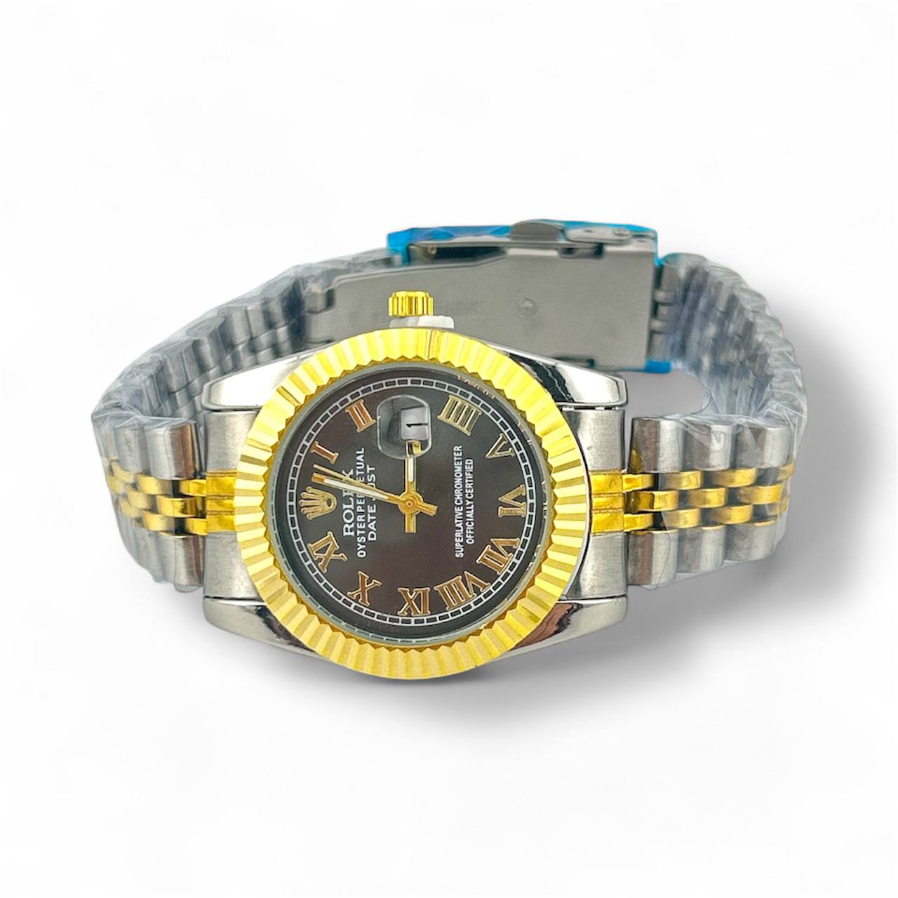 Rolex Oyster Perpetual Datejust – Two-Tone Gold & Silver Bracelet with Black Roman Dial for woman