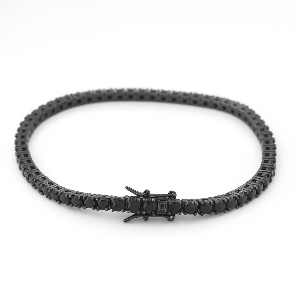 stainless steel Cubic Zirconia full black Tennis Bracelet ( 3mm )