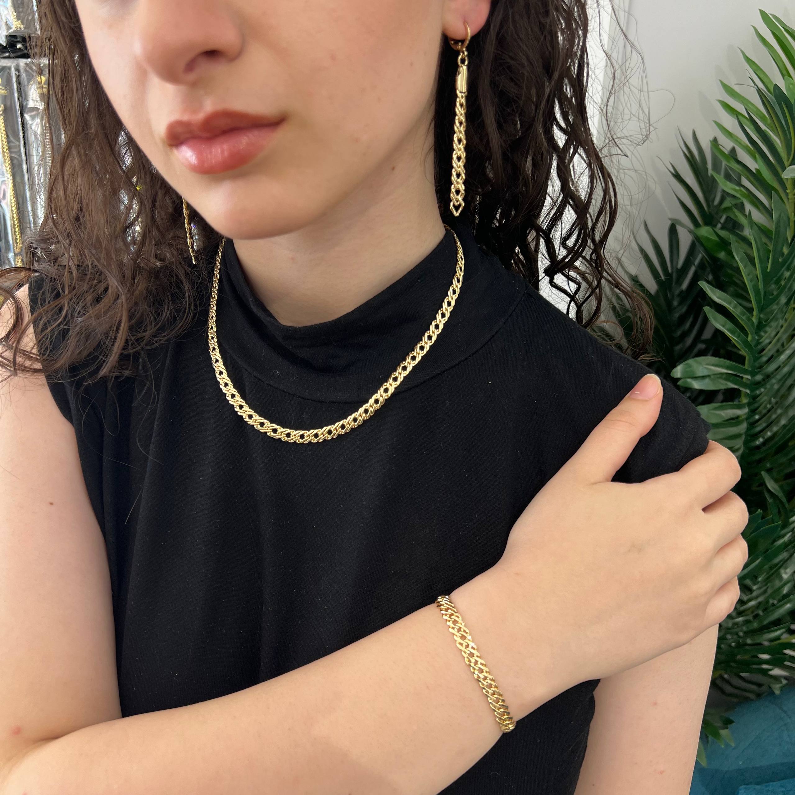 Classic Gold Rope Chain Jewelry Set – Necklace, Bracelet & Earrings